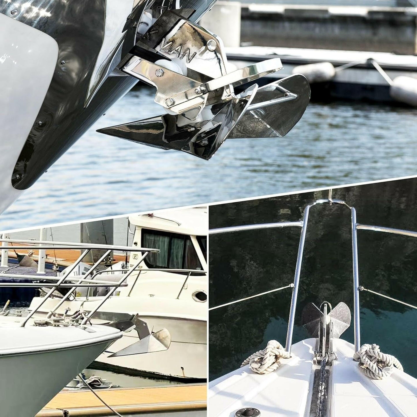 Boat Anchor 316 Stainless Steel (Marine Grade) Delta-Style Anchor Heavy Duty Triangular Anchor Wing Style Triangle Anchor.