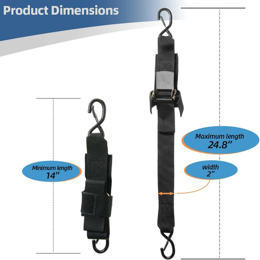 Premium Adjustable Boat Trailer Tie Down Straps for Yamaha Watercraft - 2" x 24" Transom Straps with Hooks for Secure Trailing & Jet Ski Transport - Replaces SBT-TRNSM-TD-08 (1 Pair).