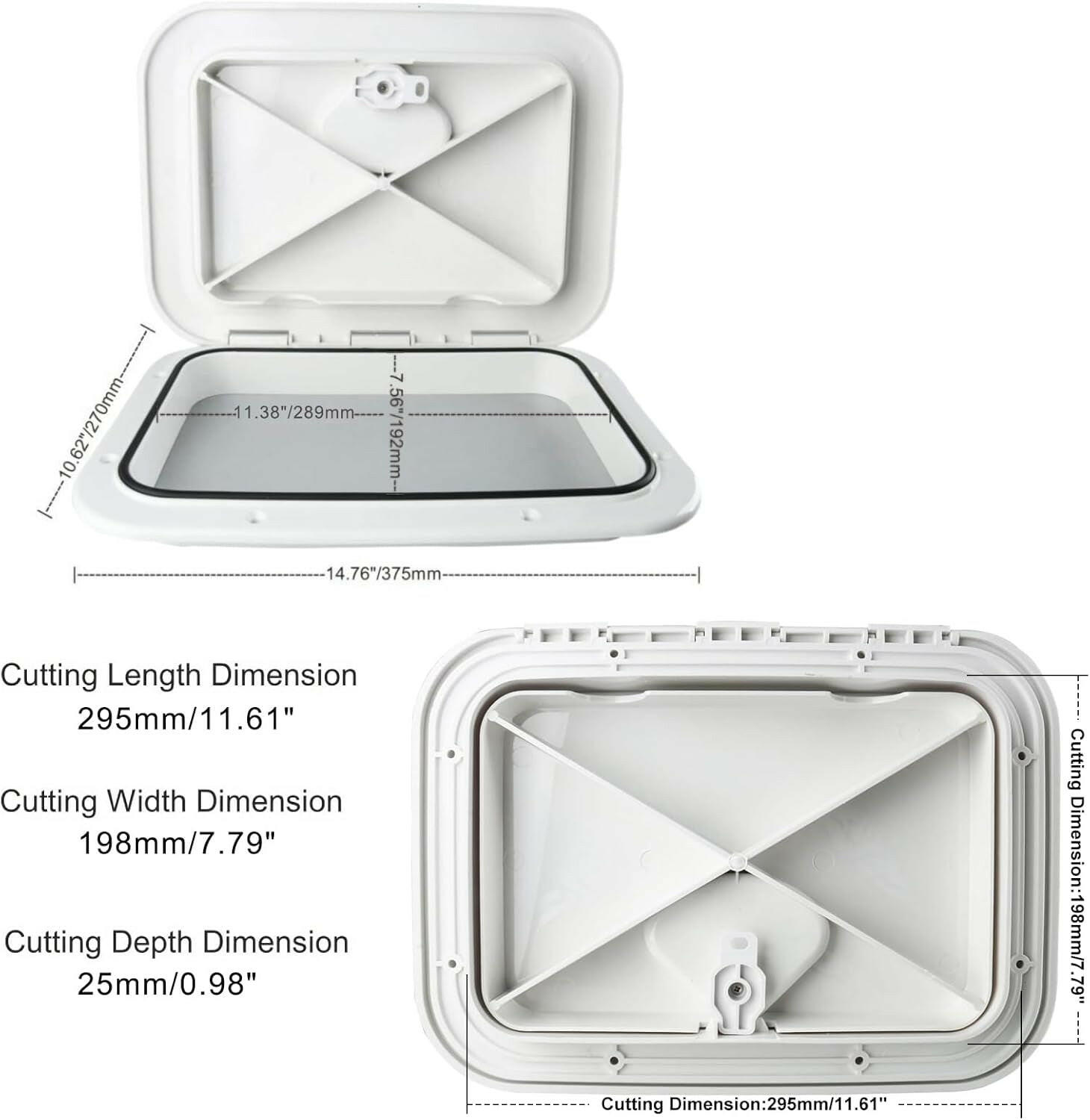 Marine Deck Access Hatch and Lid for Boats, Caravans, and RVs