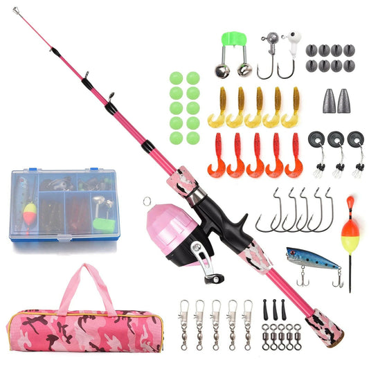 Telescopic Kids Fishing Pole Combo with Spincast Reel - Perfect for Boys, Girls, and Family Fun!.