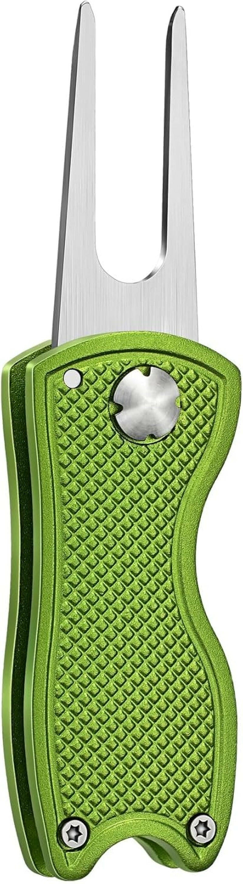 Premium All-Metal Foldable Golf Divot Repair Tool with Pop-Up Button and Magnetic Ball Marker - Available in 2 to 6 Pack Options