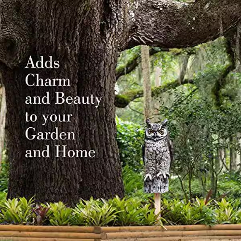 Great Horned Owl Decoy - 16 Inch Realistic Scarecrow for Natural Pest Control