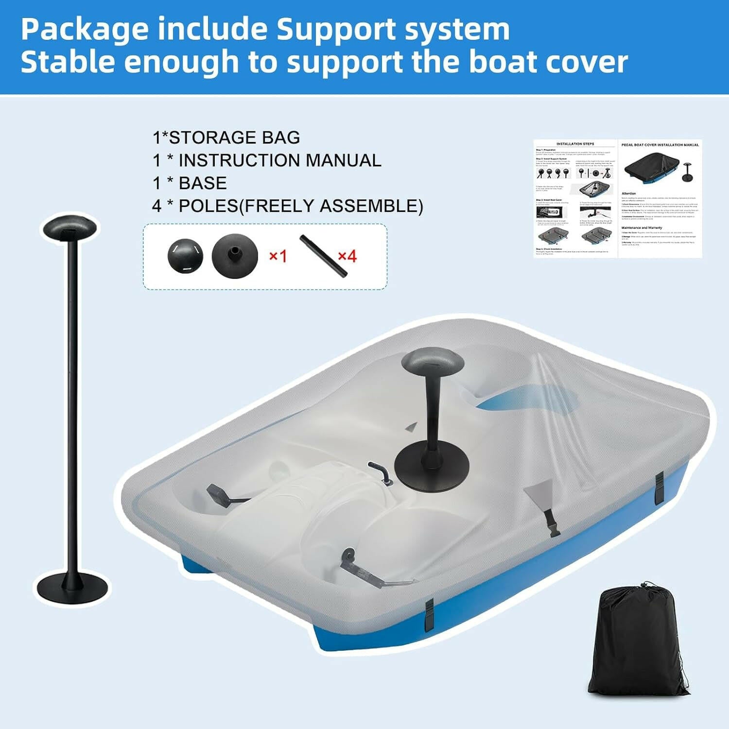 Stylish Waterproof Cover for Paddle Boats - Adjustable Support for 3 or 5 Person Fun! 🚤💧 #BoatLife #WaterSports.