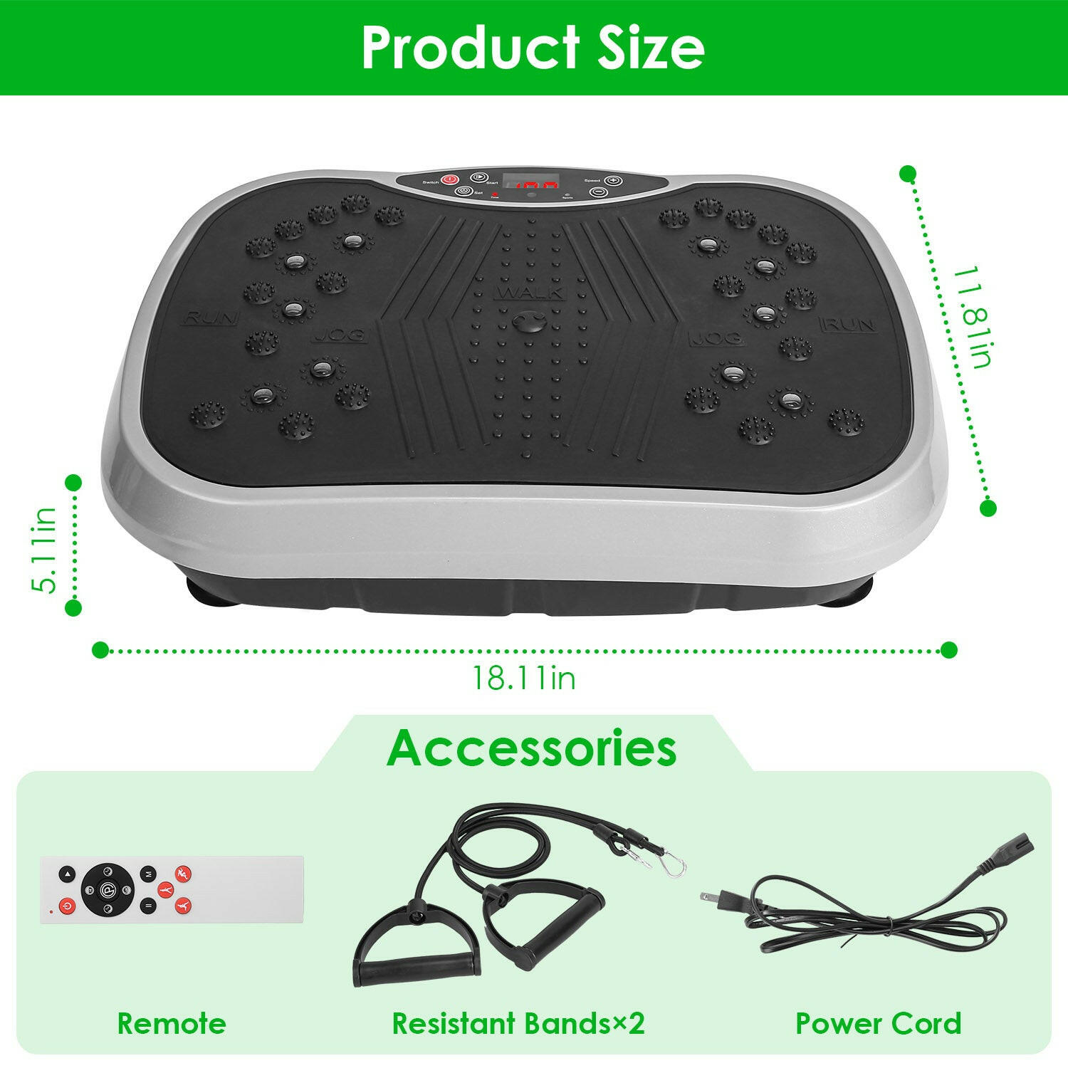 Vibration Exercise Machine with Resistance Bands and Remote Control - Whole Body Vibration Platform for Home Fitness and Weight Loss