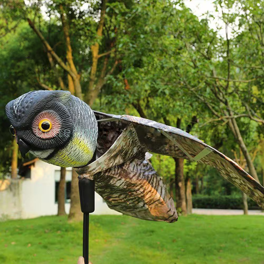 Prowler Owl Decoy with Flapping Wings for Effective Bird Repellent and Pigeon Scarecrow