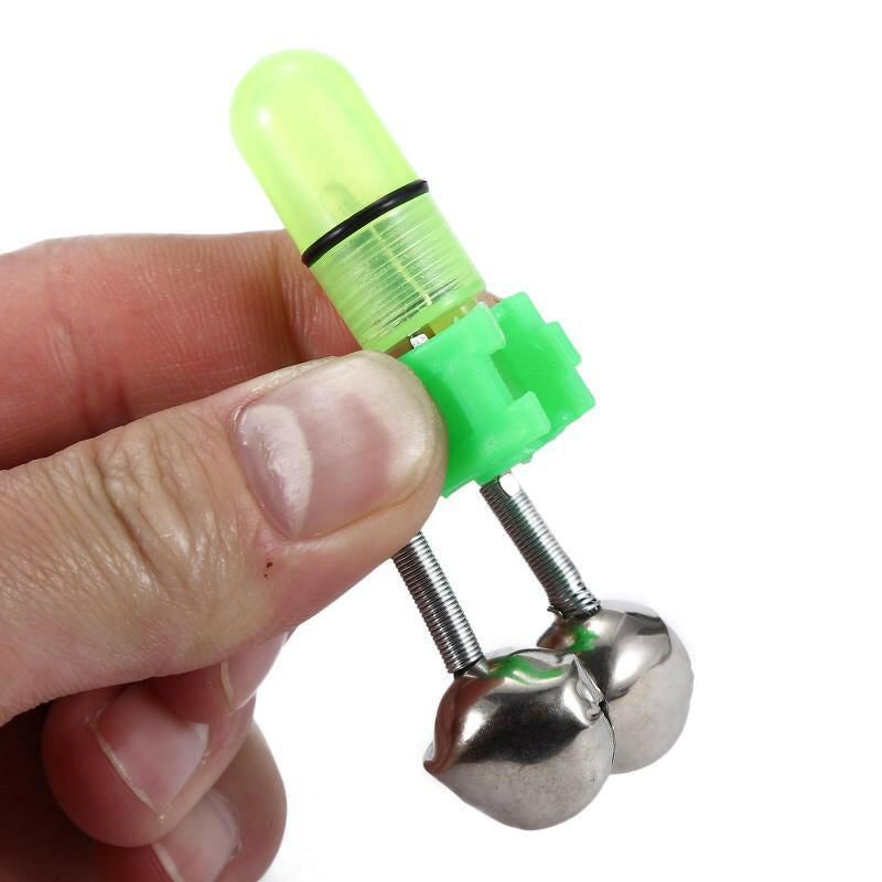 10/40 PC LED Night Fishing Bite Alarm with Dual Bells and Rod Tip Clip Alert System