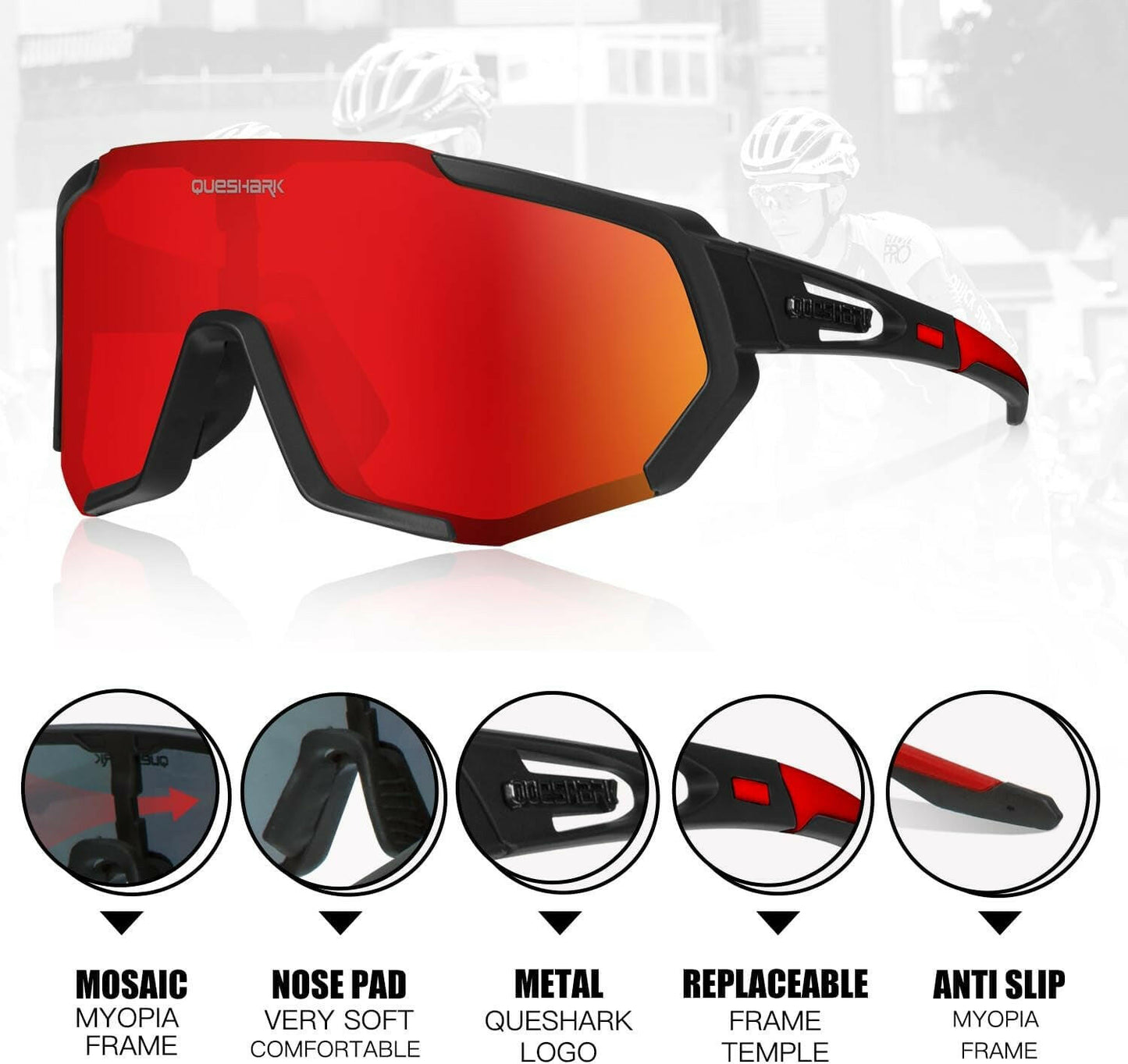 Experience Ultimate Performance with Premium Polarized Cycling Sunglasses for Men & Women - Includes 1 Polarized & 2 HD Lenses for Unmatched Clarity and Protection