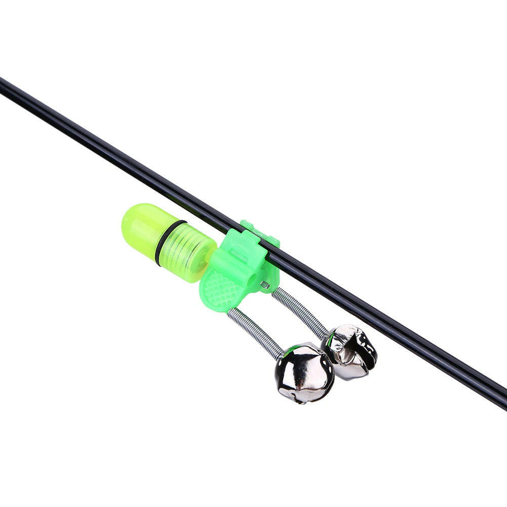 10/40 PC LED Night Fishing Bite Alarm with Dual Bells and Rod Tip Clip Alert System