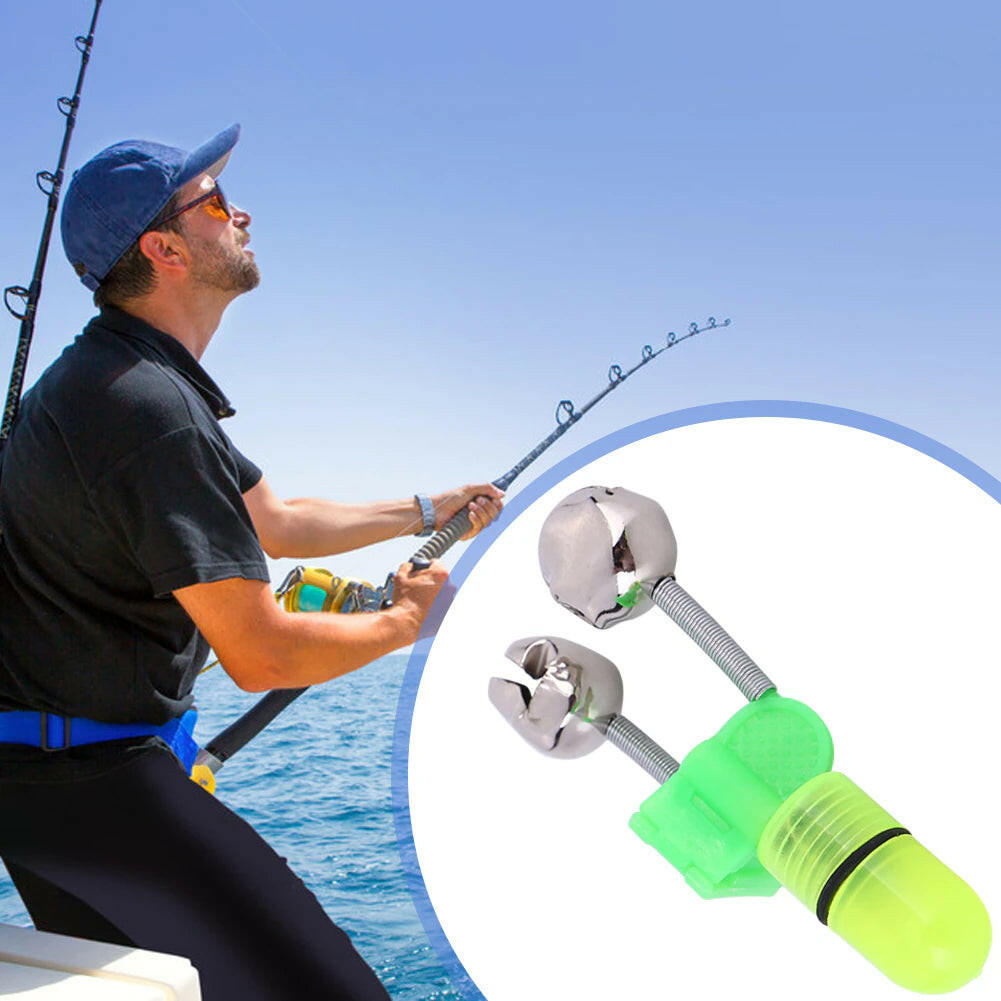 10/40 PC LED Night Fishing Bite Alarm with Dual Bells and Rod Tip Clip Alert System