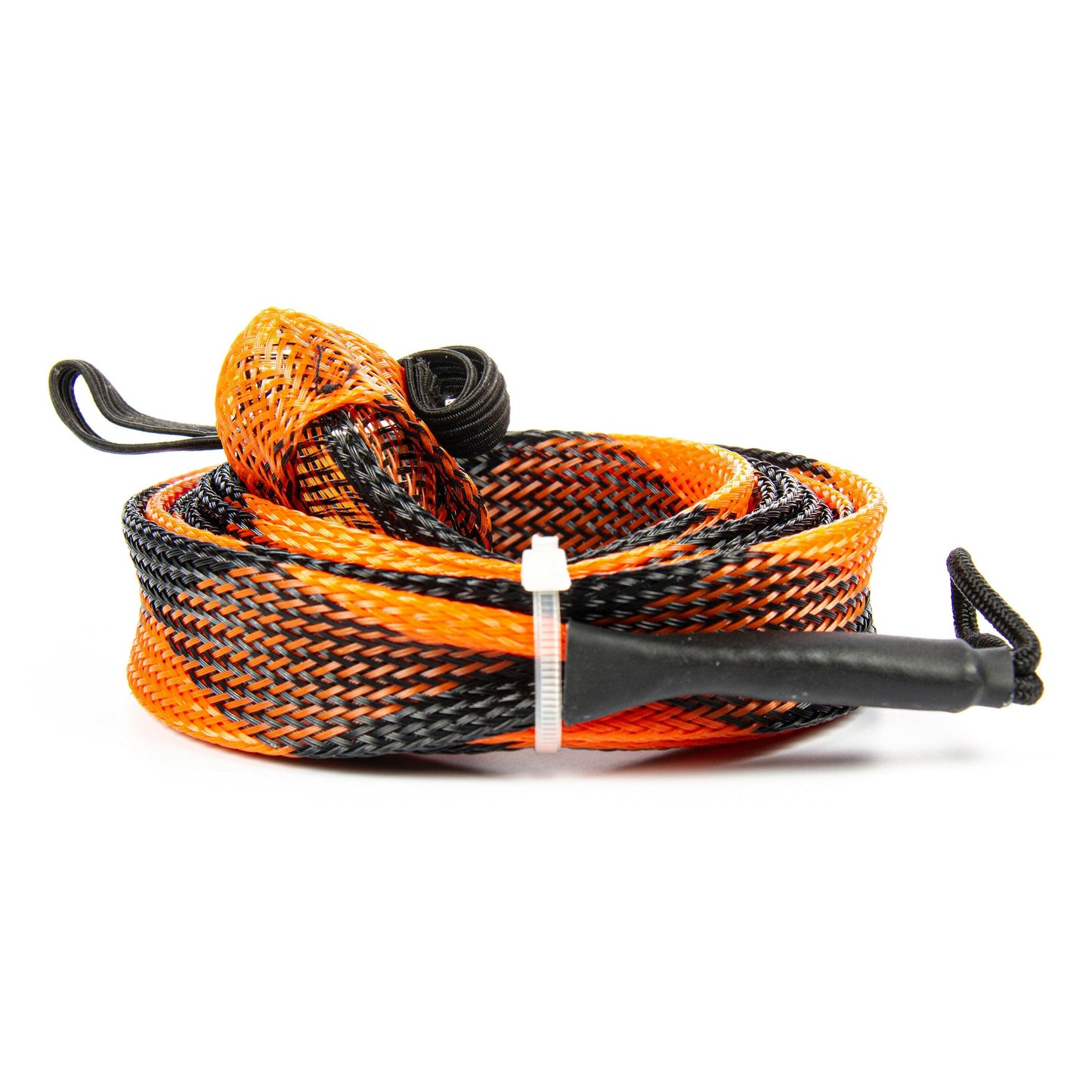 Premium Baitcast Fishing Rod Sock in Vibrant Orange and Black Design.