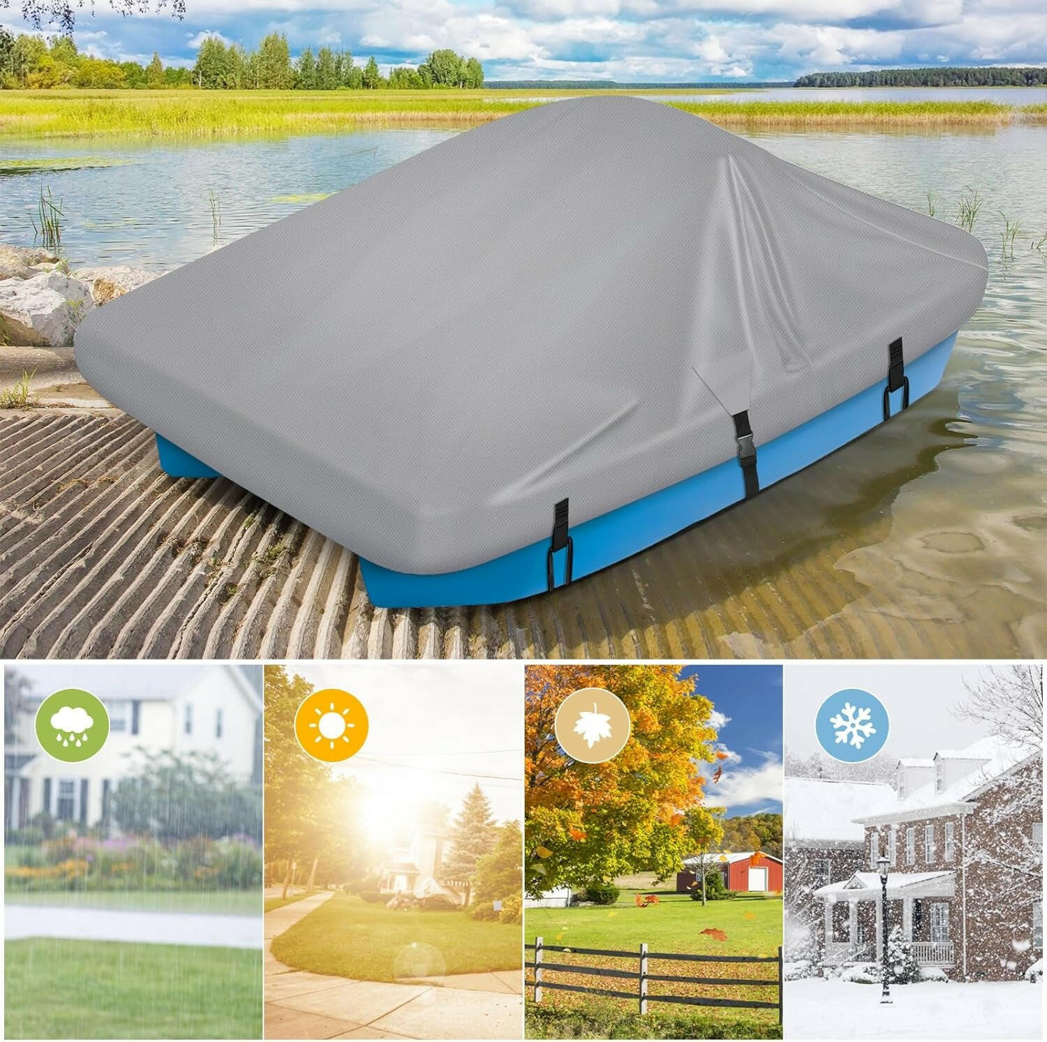 Stylish Waterproof Cover for Paddle Boats - Adjustable Support for 3 or 5 Person Fun! 🚤💧 #BoatLife #WaterSports.