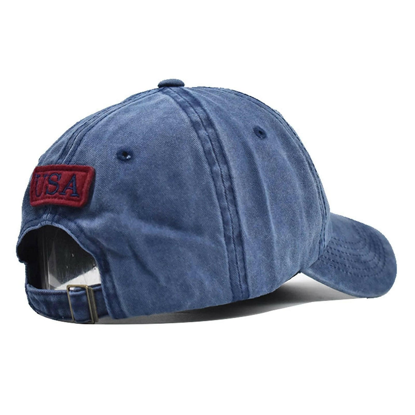 Vintage Cotton Denim Baseball Cap with Embroidered American Flag, Adjustable Distressed Hat for Men and Women