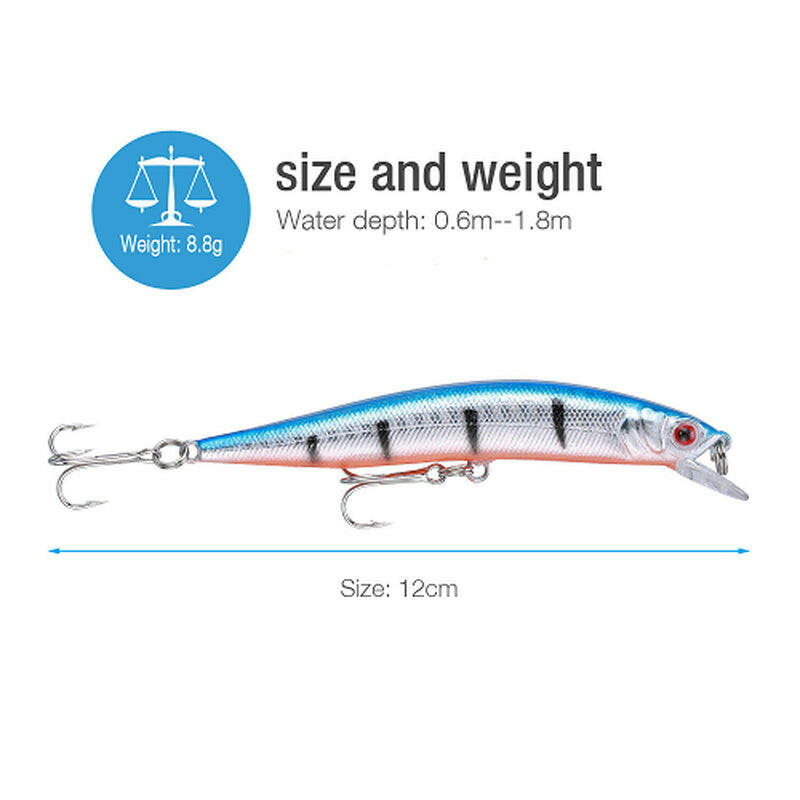 10PCS Fishing Lures Crankbaits Jerk Bait Minnow Lot Hooks Crank Bait Bass Tackle.