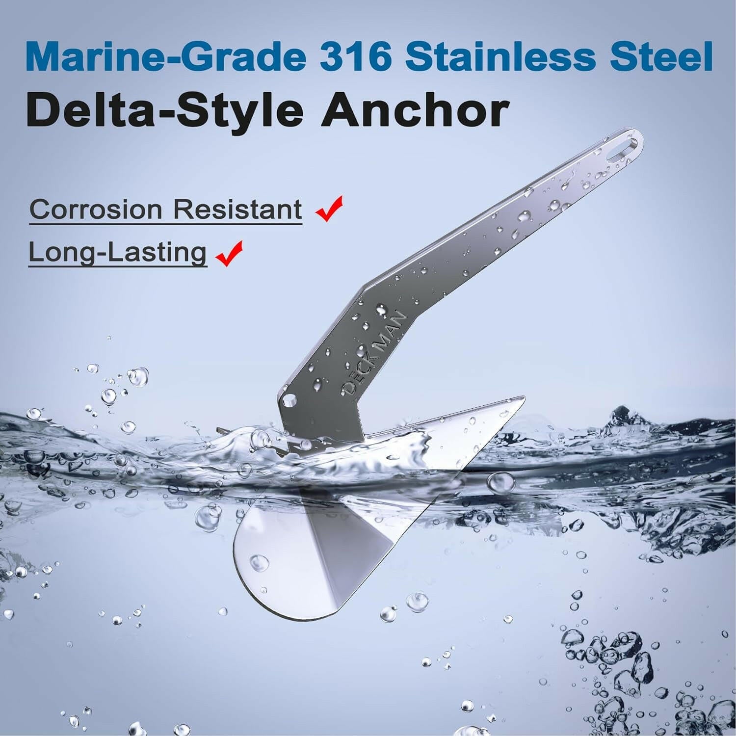 Boat Anchor 316 Stainless Steel (Marine Grade) Delta-Style Anchor Heavy Duty Triangular Anchor Wing Style Triangle Anchor.