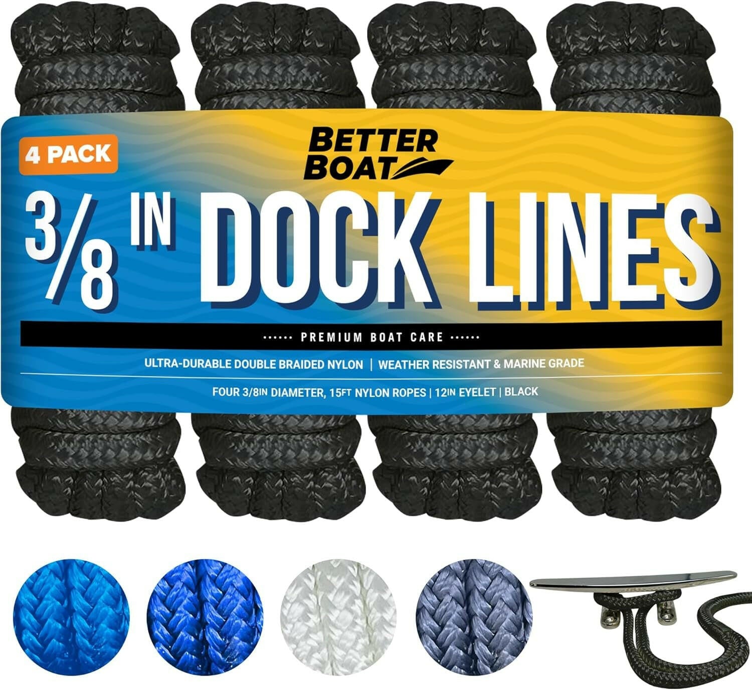 Upgrade Your Docking Game with Our 15Ft Double Braided Nylon Boat Ropes - 4 Pack in Sleek Black! 🛥️⚓️ #MarineGear #BoatLife.