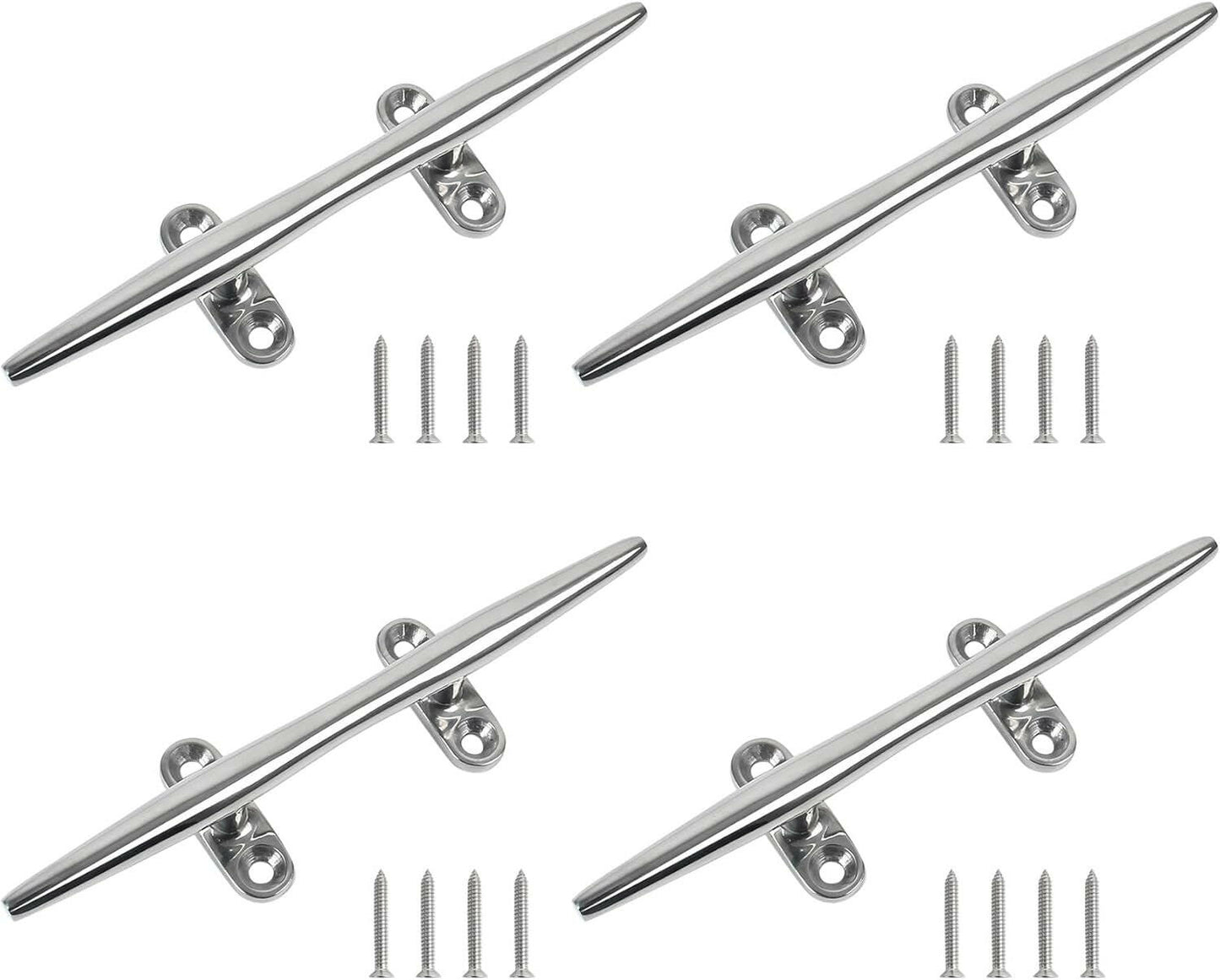 Premium 316 Stainless Steel Boat Dock Cleats - Durable, Versatile Sizes (4/5/6/8/10/12 Inch) for Secure Docking, Includes Screws - Perfect for Boats, Yachts, and Nautical Decor (2Pack/4Pack).