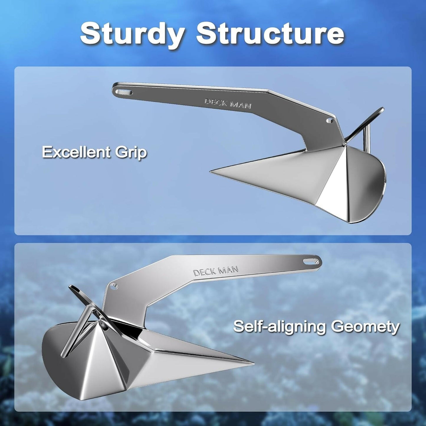 Boat Anchor 316 Stainless Steel (Marine Grade) Delta-Style Anchor Heavy Duty Triangular Anchor Wing Style Triangle Anchor.