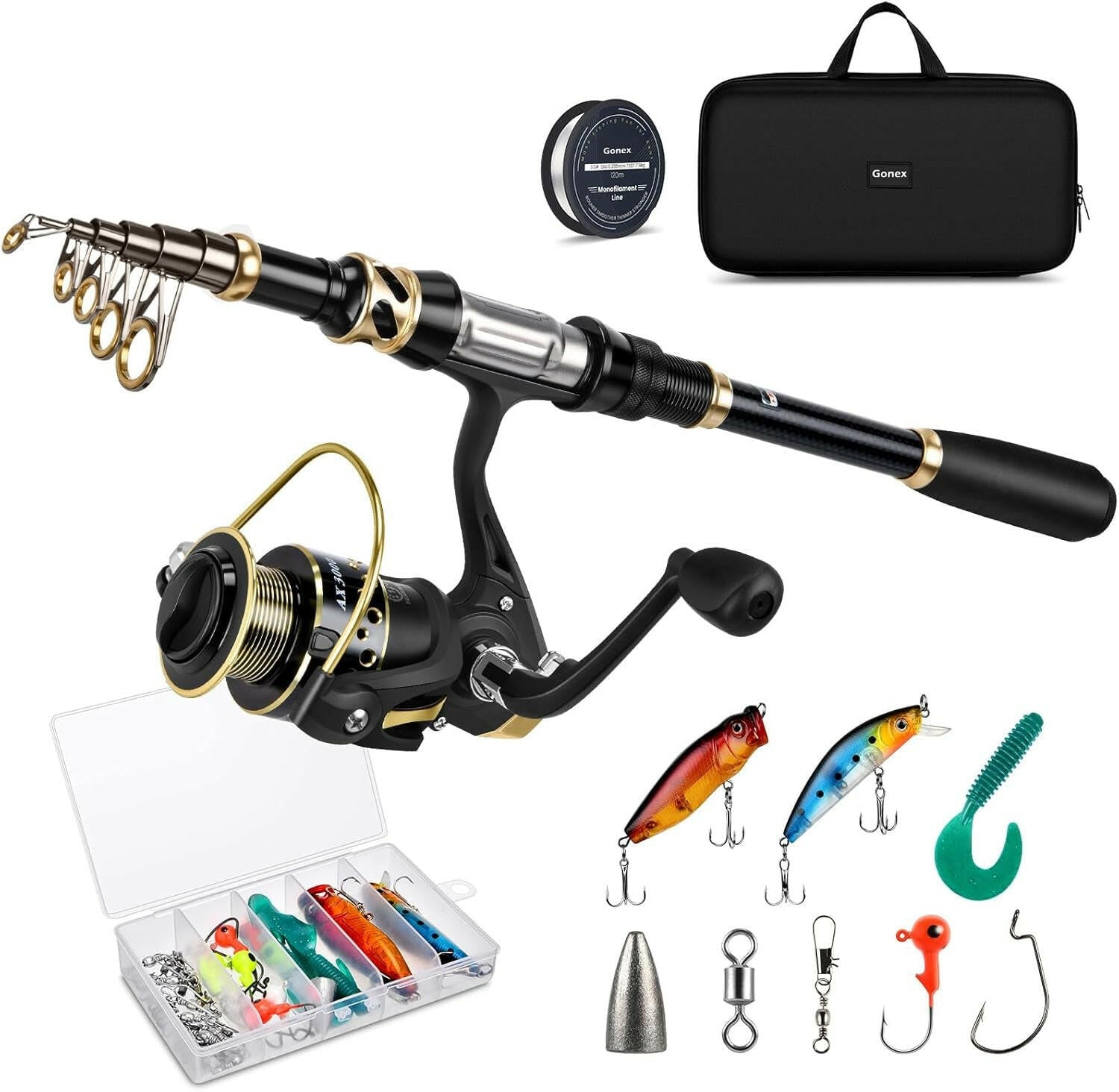 Ultimate Fishing Rod and Reel Combo - Telescopic Pole Set with Fishing Line, Lures Kit & Carry Bag for Saltwater & Freshwater Adventures (6-9 Feet).