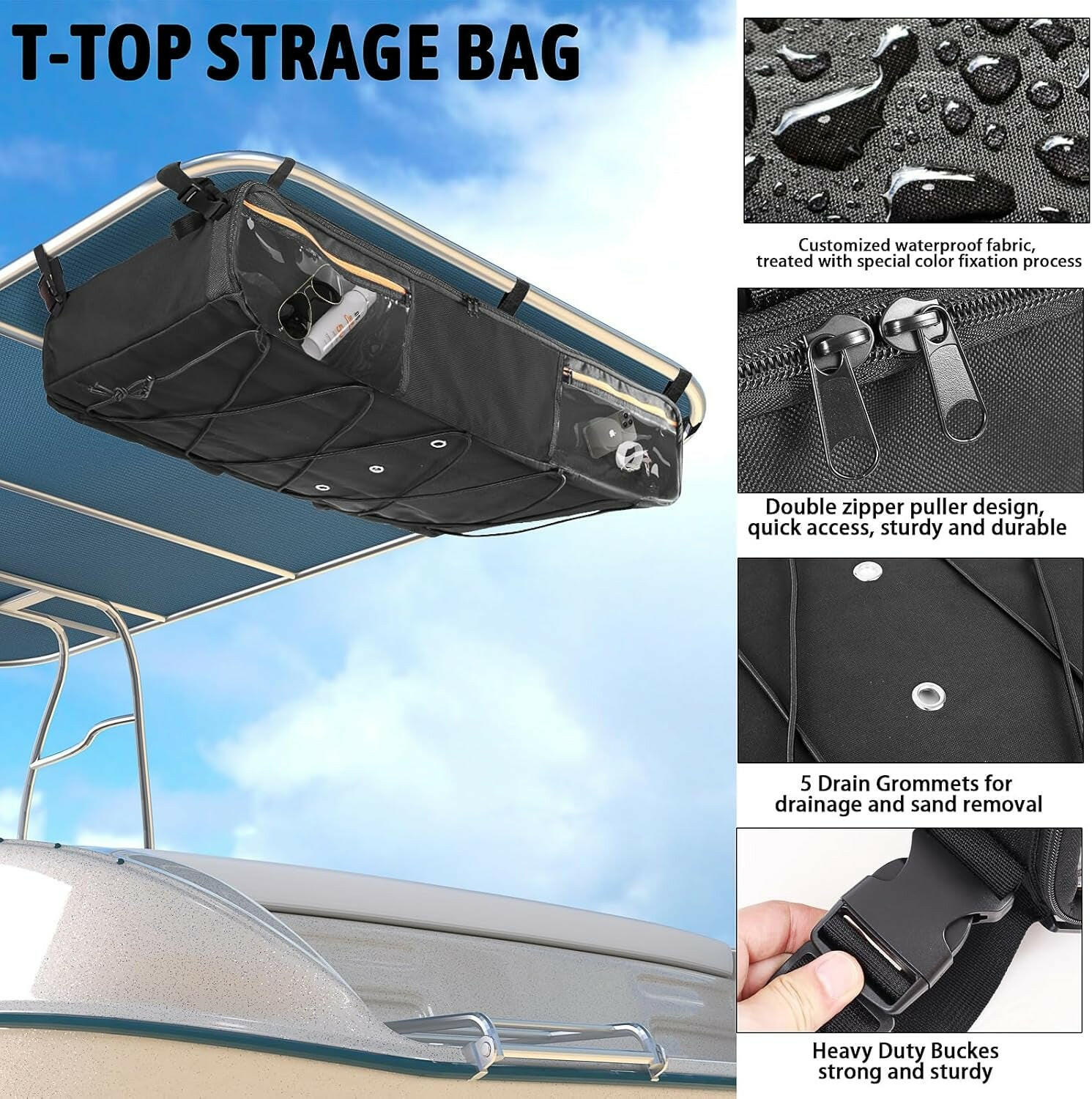Say goodbye to boat clutter! Our T-Top Storage Bag keeps 6 life jackets tidy and ready for your next adventure! 🛥️💦 #BoatLife #StorageSolutions.