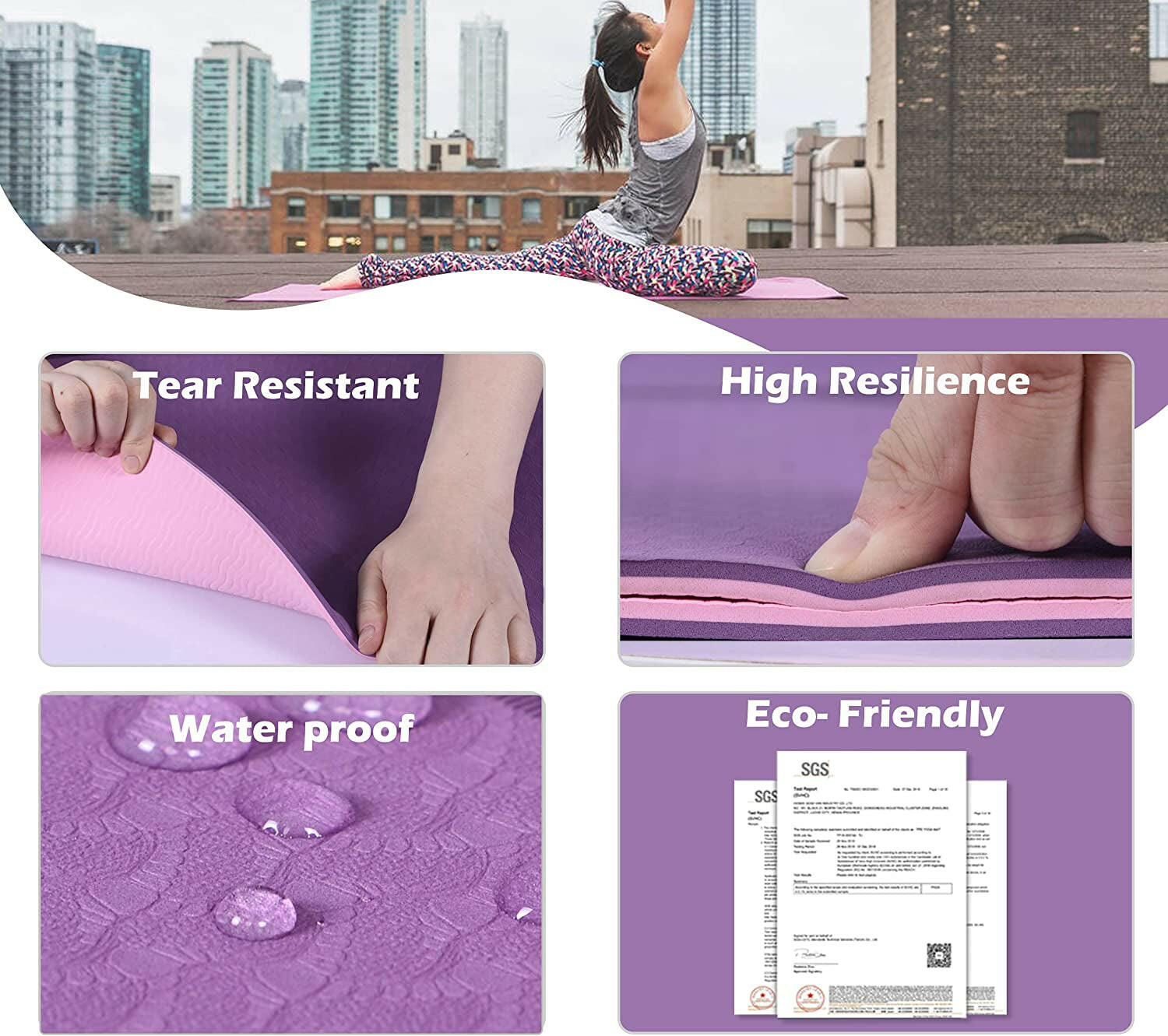 Premium Non-Slip Yoga Mat - Eco-Friendly, Anti-Tear 1/4" Thick Pilates Fitness Mat for Women with Carrying Sling & Storage Bag - Perfect for Home Workouts!