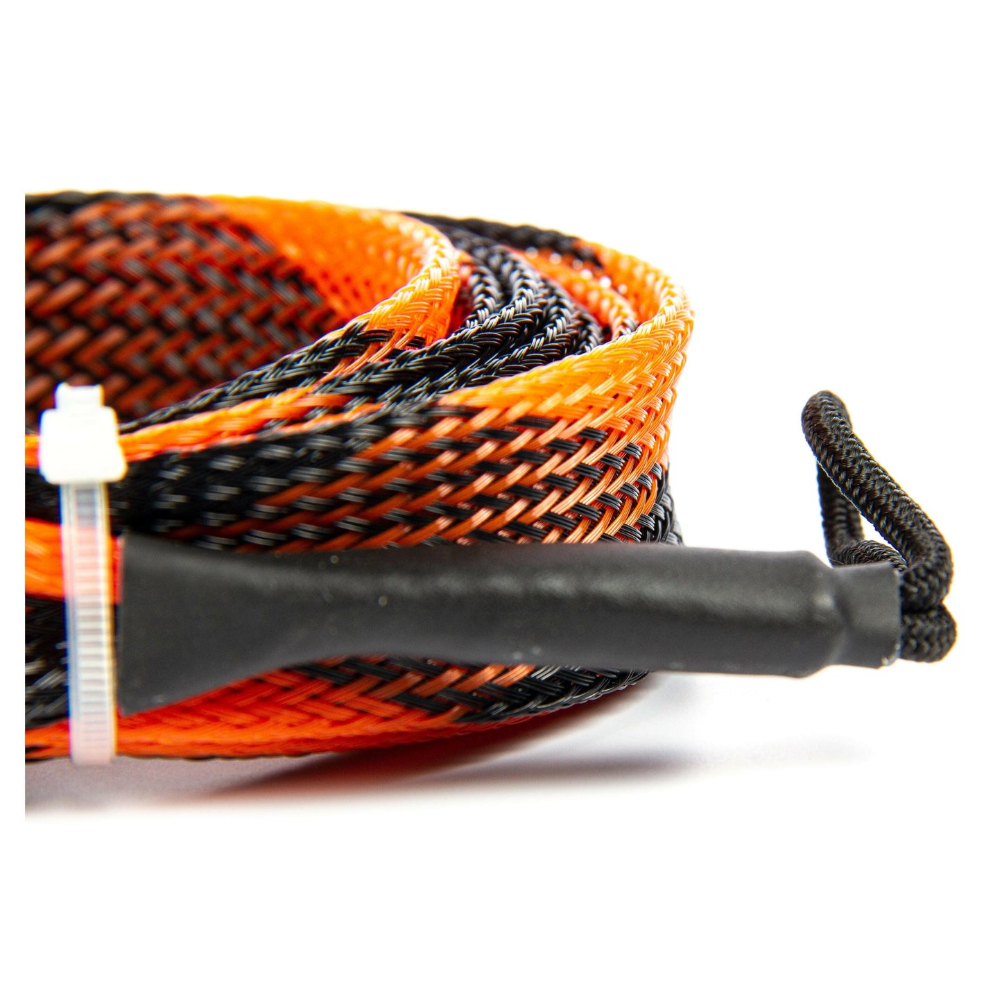 Premium Baitcast Fishing Rod Sock in Vibrant Orange and Black Design.