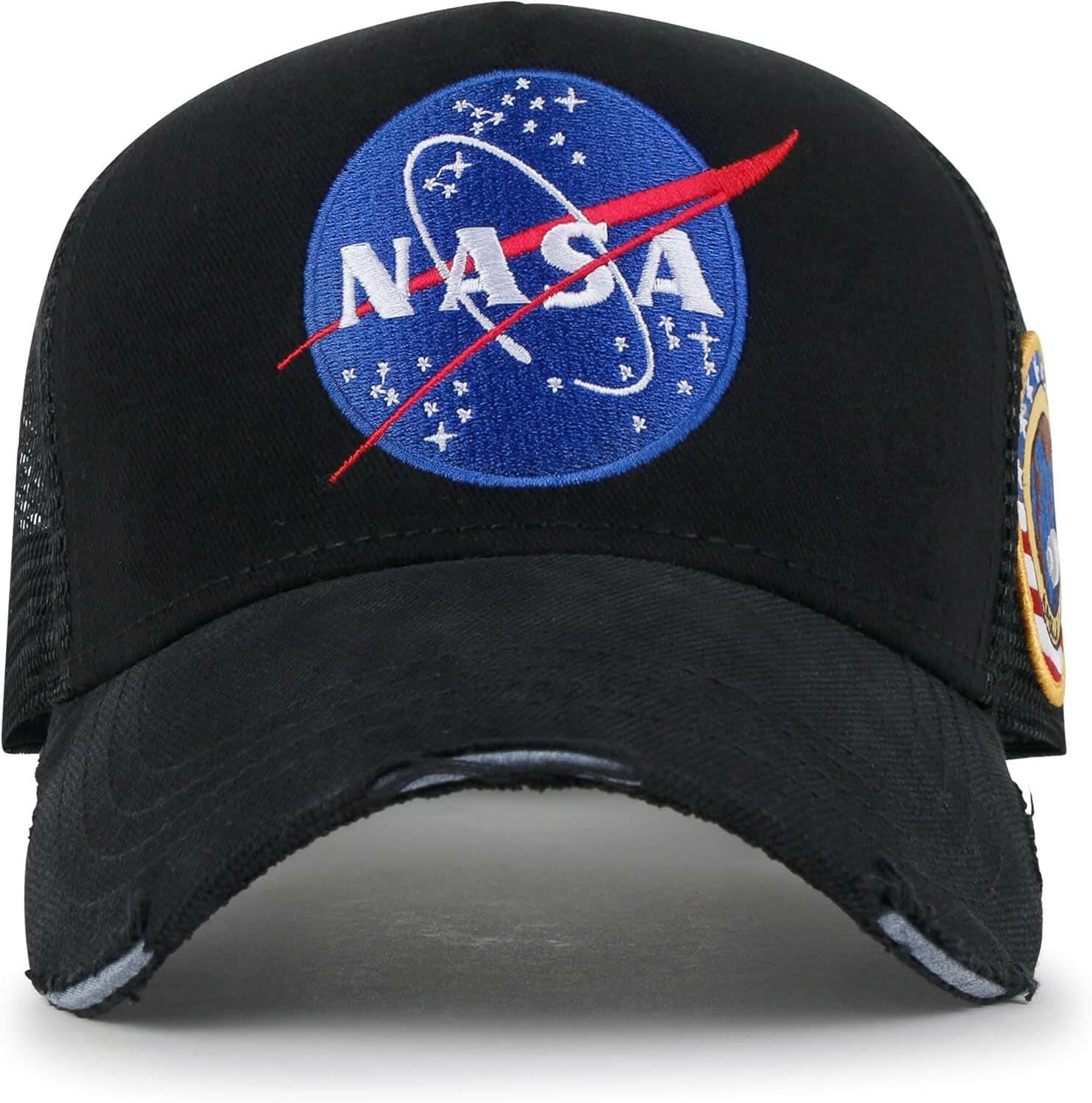 NASA Meatball Logo Embroidered Baseball Cap with Apollo 1 Patch - Trucker Hat
