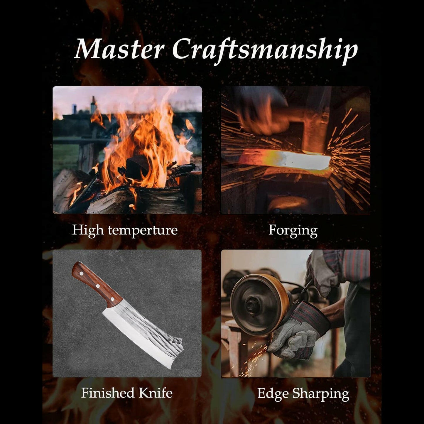 Kegani Heavy Duty Meat Cleaver - 1.4 lbs High Carbon Steel Butcher Knife for Meat and Bone Cutting.