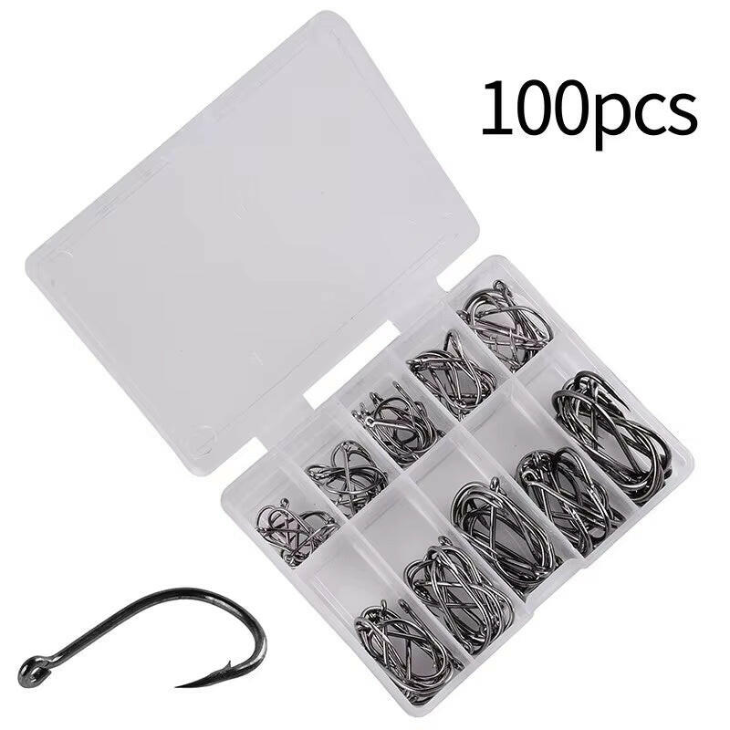 100PCS Premium Barbed Fishing Hooks Set for Carp & Sea Fishing - Luyatai Accessories.
