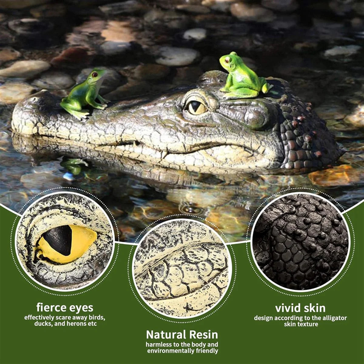 Floating Alligator Decoy for Pools and Ponds - Effective Duck Deterrent.