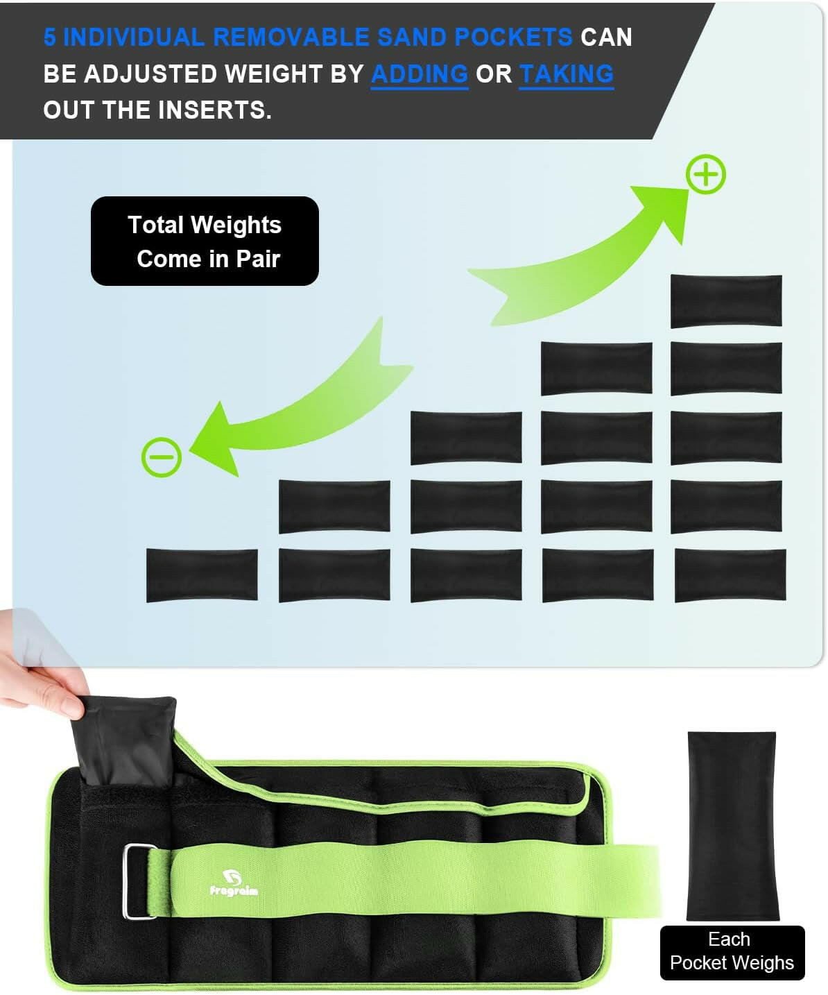 Transform Your Fitness Routine with Adjustable Ankle Weights (1-20 lbs) - Perfect for Jogging, Gymnastics, Aerobics & Rehab! Customize Your Workout Today!.