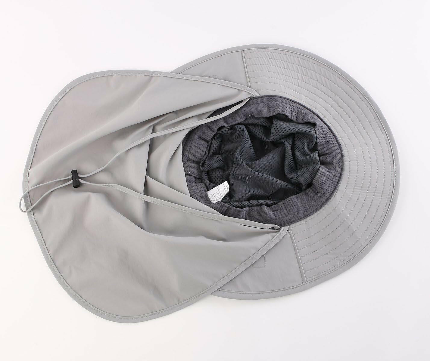 Outdoor UPF50+ Mesh Sun Hat Wide Brim Fishing Hat with Neck Flap Sun Hat for Men Women