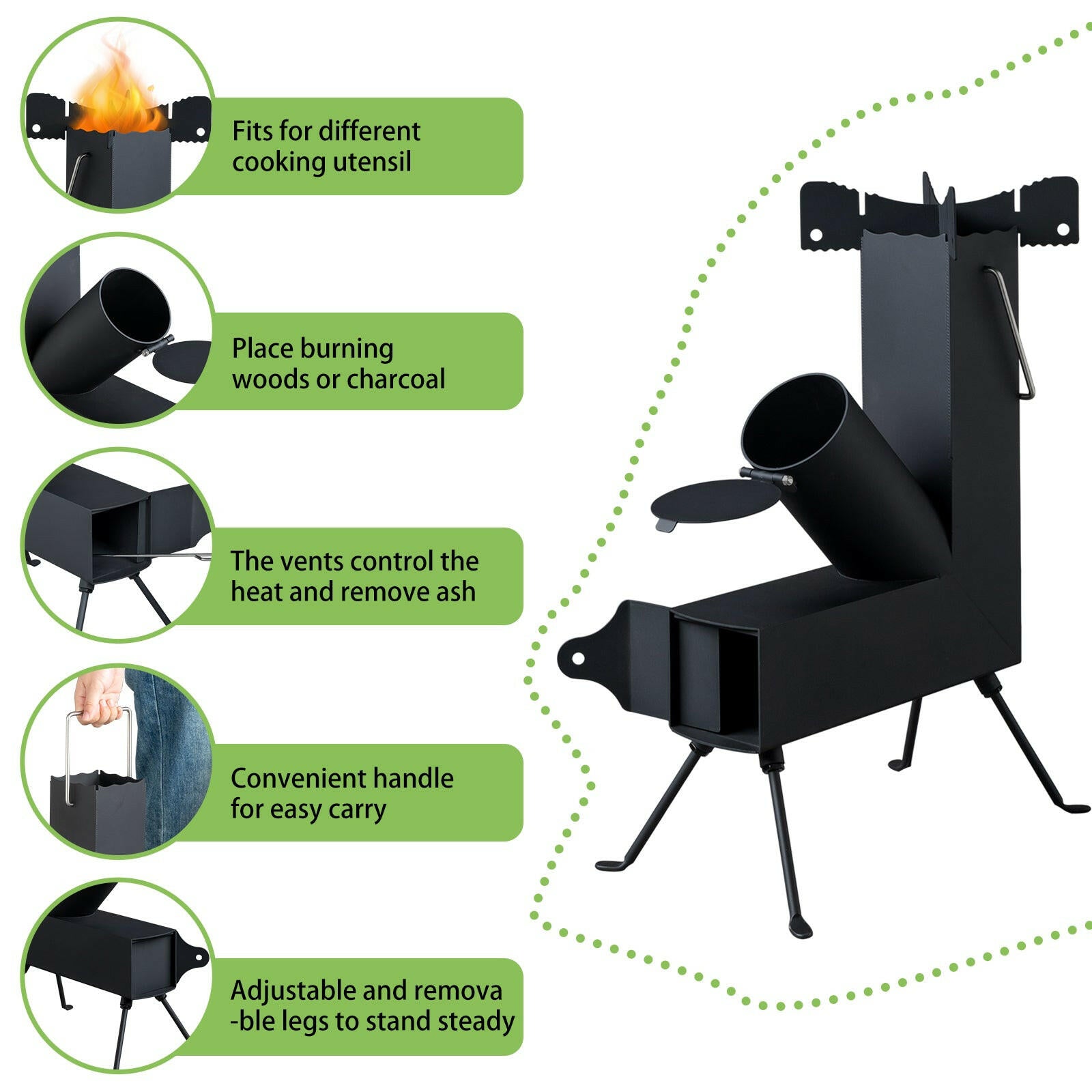 Black Wrought Iron Panels for Camping Stove Use