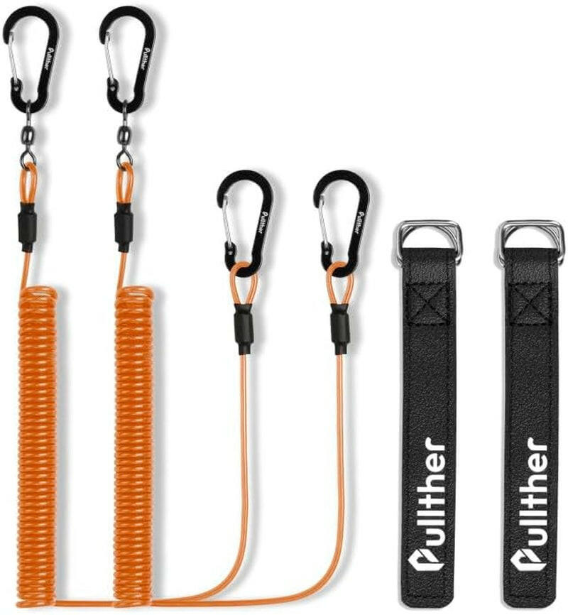 2 Pack Heavy Duty Fishing Lanyard - Retractable Coiled Straps for Rods, Kayak Paddles, and Paddle Boards - Essential Fishing Accessories.