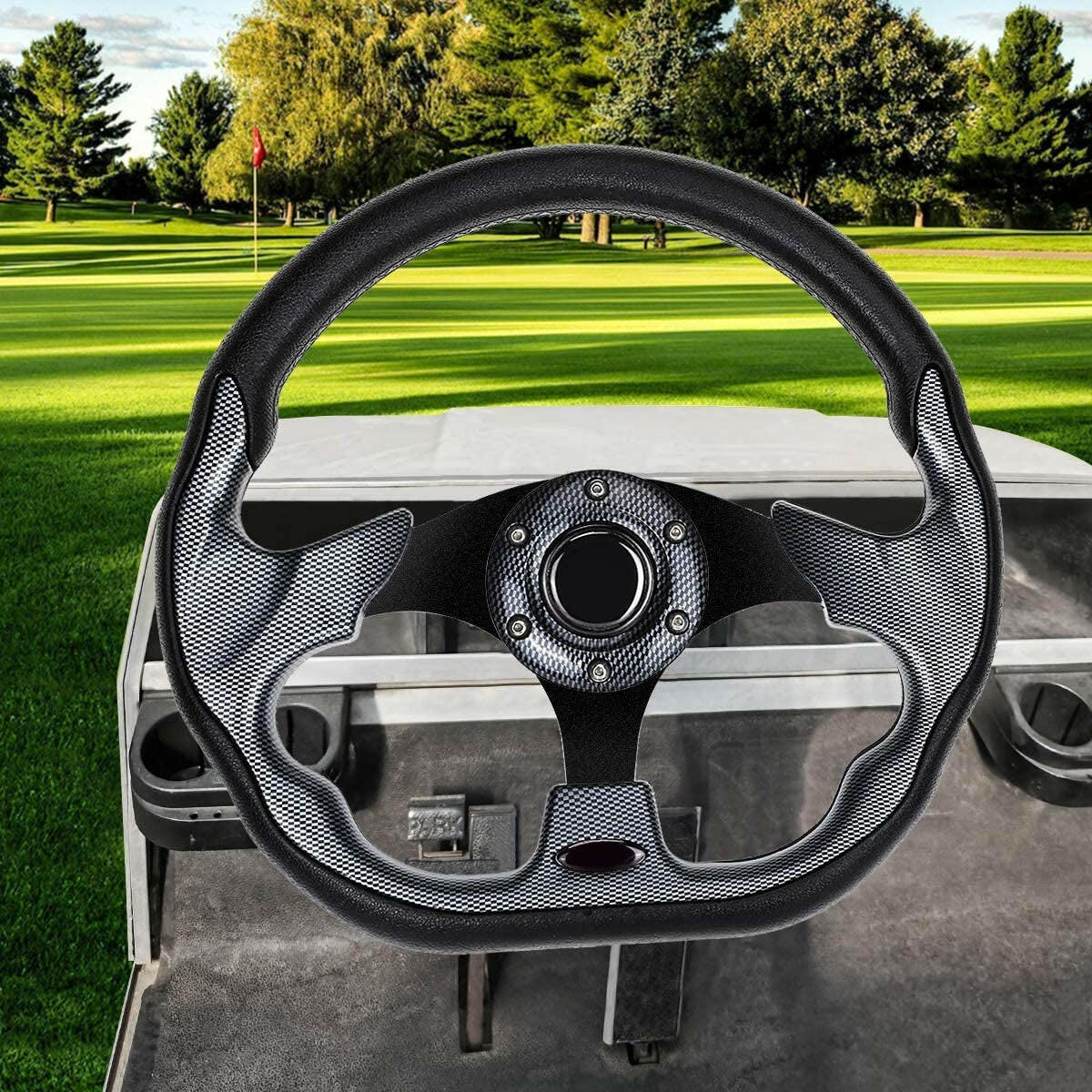 Upgrade Your Golf Cart with Ergonomic D-Shape Steering Wheel - Fits EZGO, Club Car, and Yamaha Models for Ultimate Comfort and Precision.
