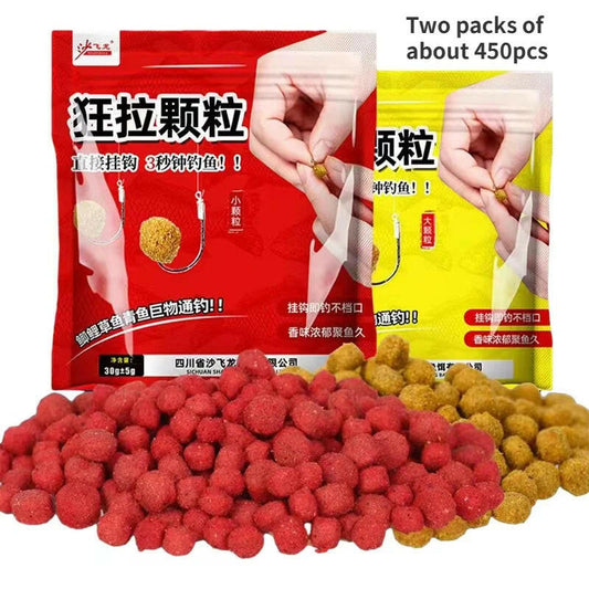 Ultimate Fishing Success: 2 Packs of 300-600PCS Lazy Granular Fish Bait for High Catch Rates!