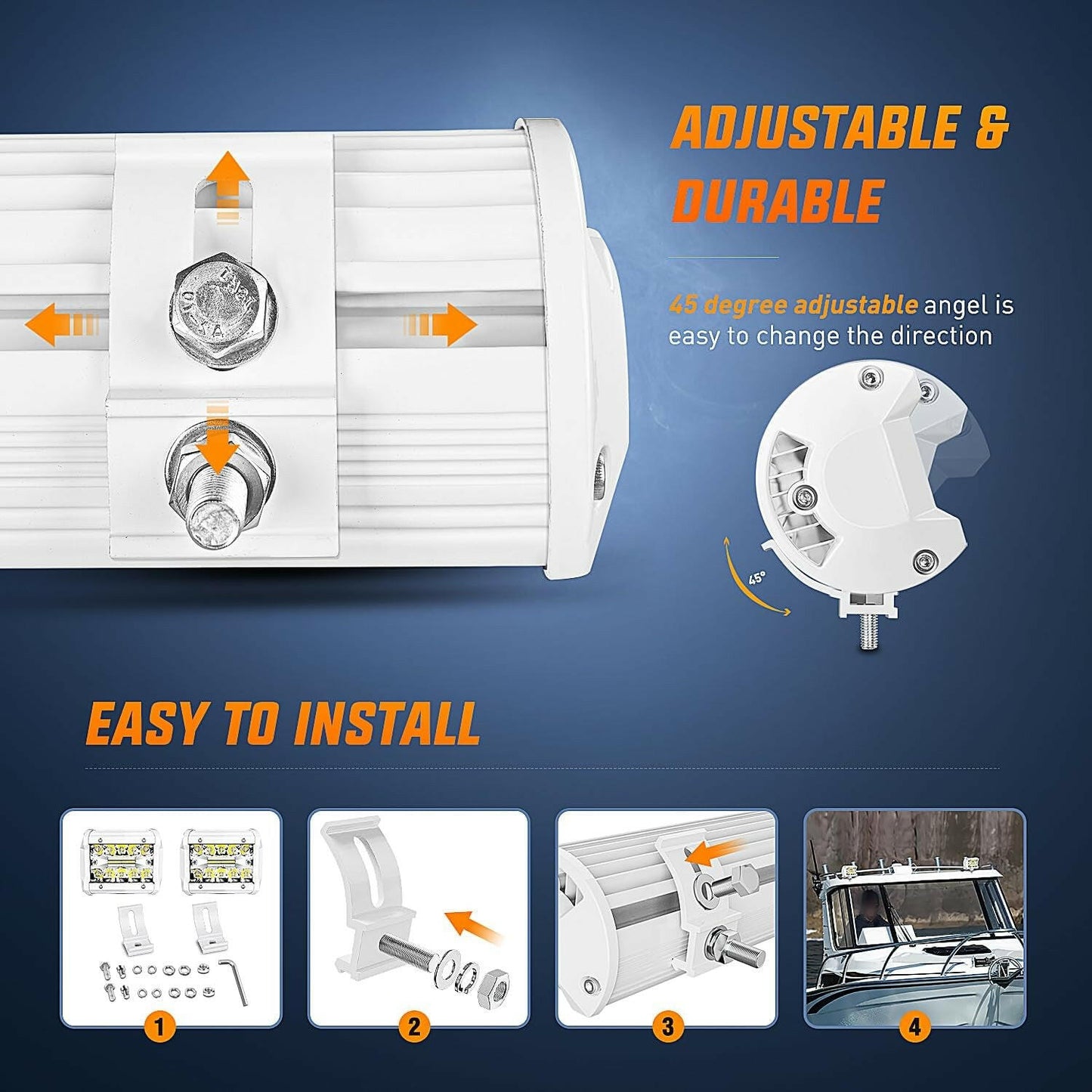 Upgrade Your Night Fishing with 2PCS 4-Inch Marine LED Light Pods - Versatile White Spot Flood Combo for Boats, Yachts, and More!.