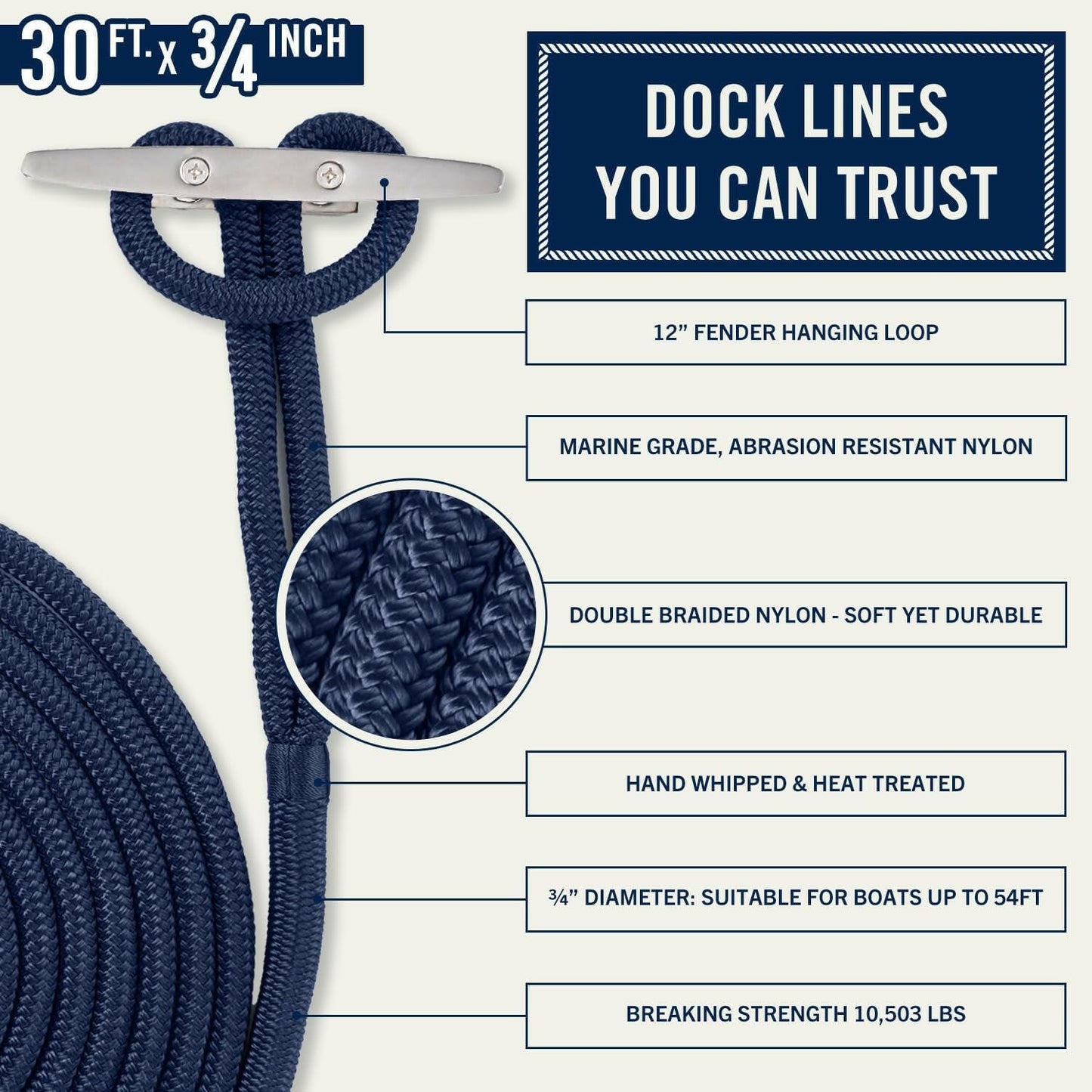 Upgrade Your Docking Game with Rainiersupplyco's Premium 30 Ft Navy Blue Boat Rope! 🌊⚓️ #MarineEssentials #BoatLife.
