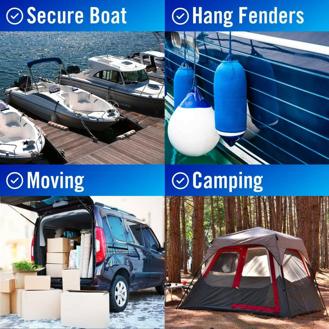 Upgrade Your Docking Game with Our 15Ft Double Braided Nylon Boat Ropes - 4 Pack in Sleek Black! 🛥️⚓️ #MarineGear #BoatLife.