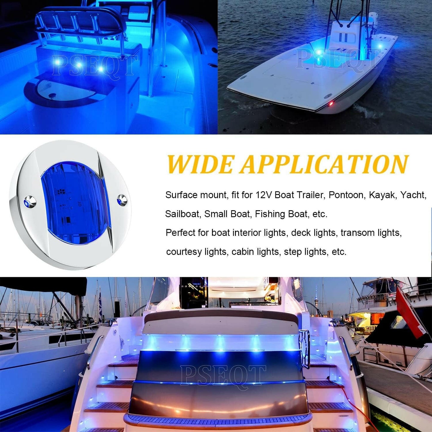 Illuminate Your Night Fishing with Waterproof 4Pc Marine Blue LED Boat Deck Lights – Perfect for Pontoon Adventures! 🌊💡.