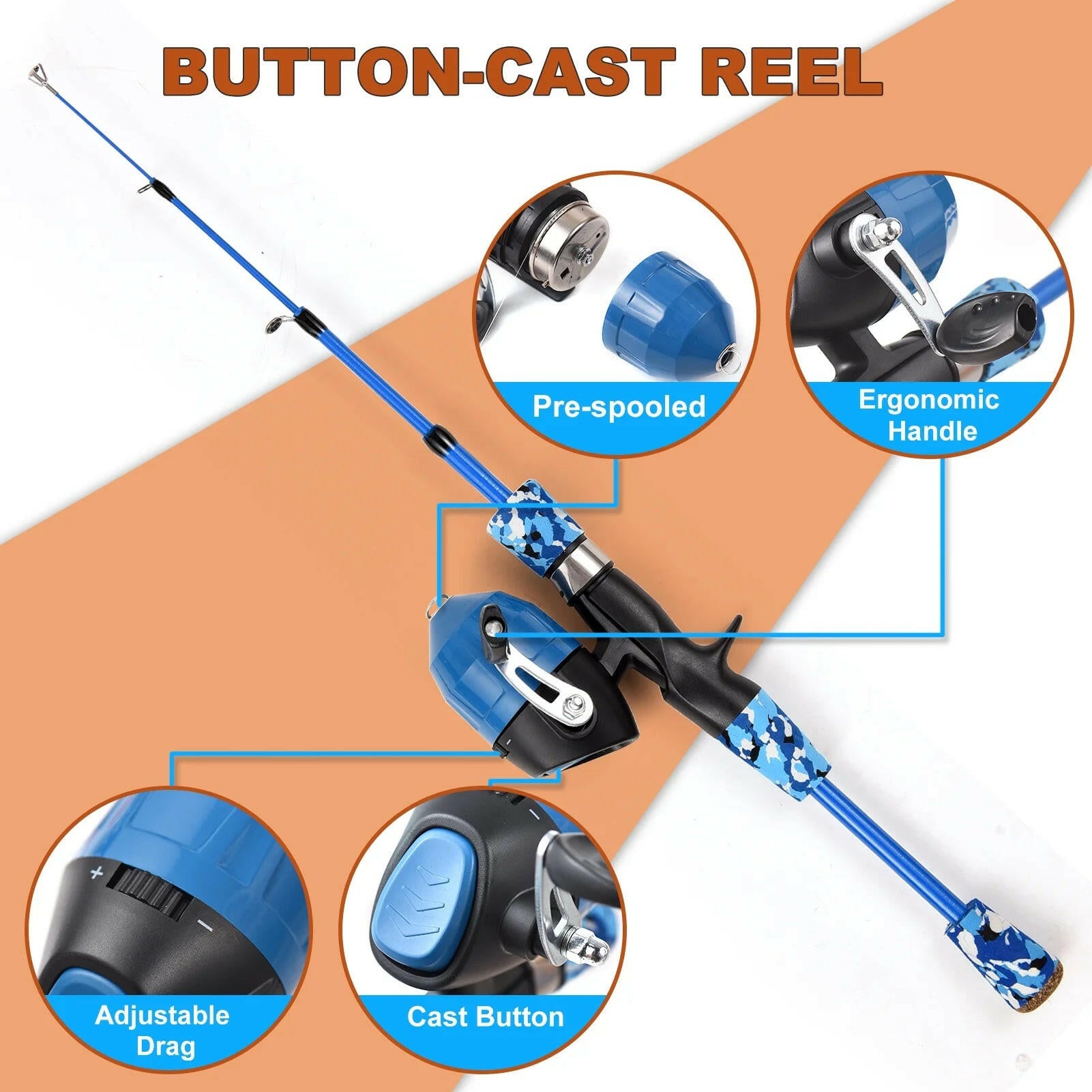 Telescopic Kids Fishing Pole Combo with Spincast Reel - Perfect for Boys, Girls, and Family Fun!.