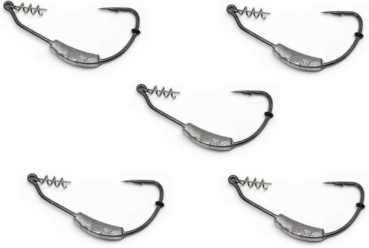 Catch the Big One with Harmony Fishing's Razor Series Weighted Swimbait Hooks - 5 Pack! 🎣🔥.
