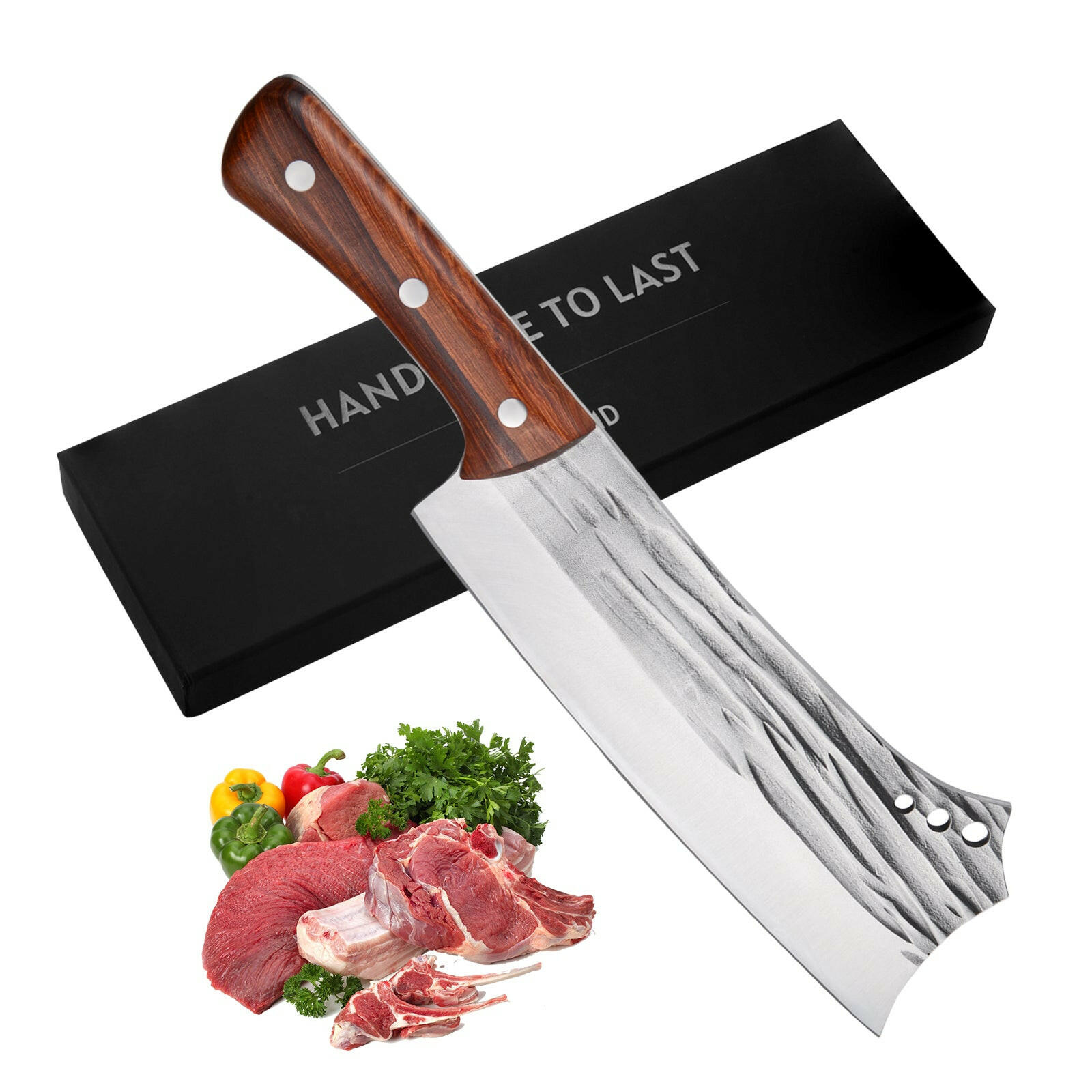 Kegani Heavy Duty Meat Cleaver - 1.4 lbs High Carbon Steel Butcher Knife for Meat and Bone Cutting.