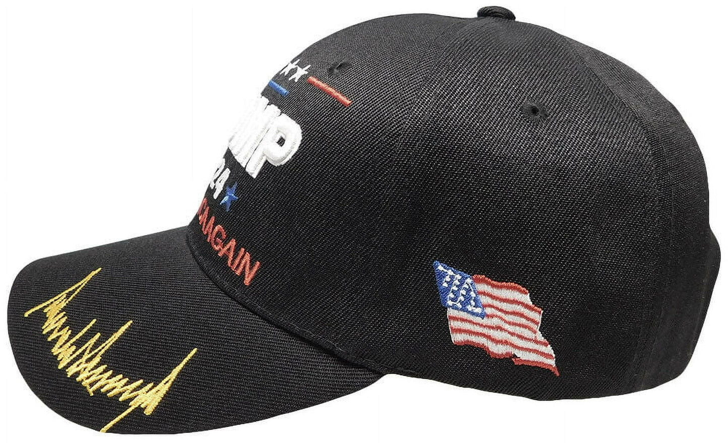 Trump 2024 "Save America Again" Signature Black Adjustable Embroidered Cap
