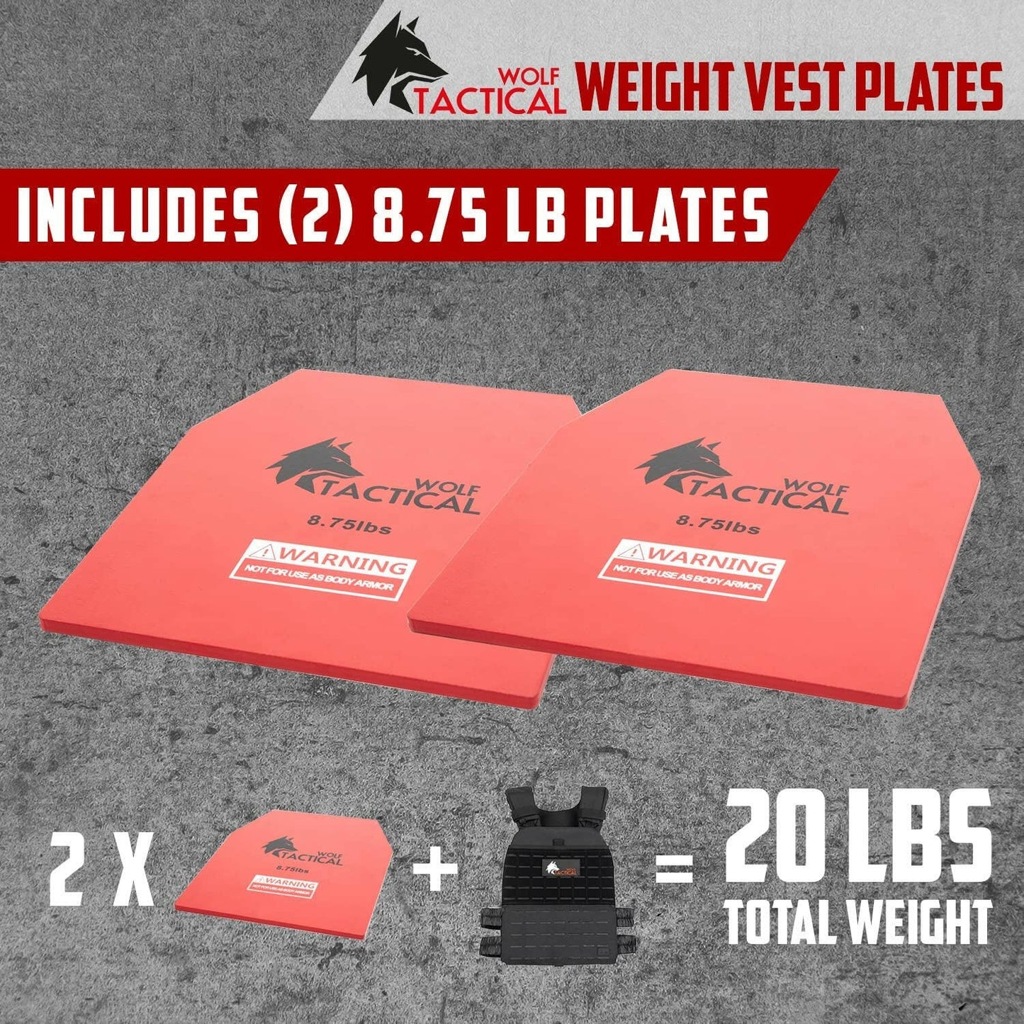 Adjustable Weight Vest Plates for Enhanced Strength Training - Available in 5.75, 8.75, 14.5, and 19.75LB Pairs for WODs, Running, and Heavy Workouts