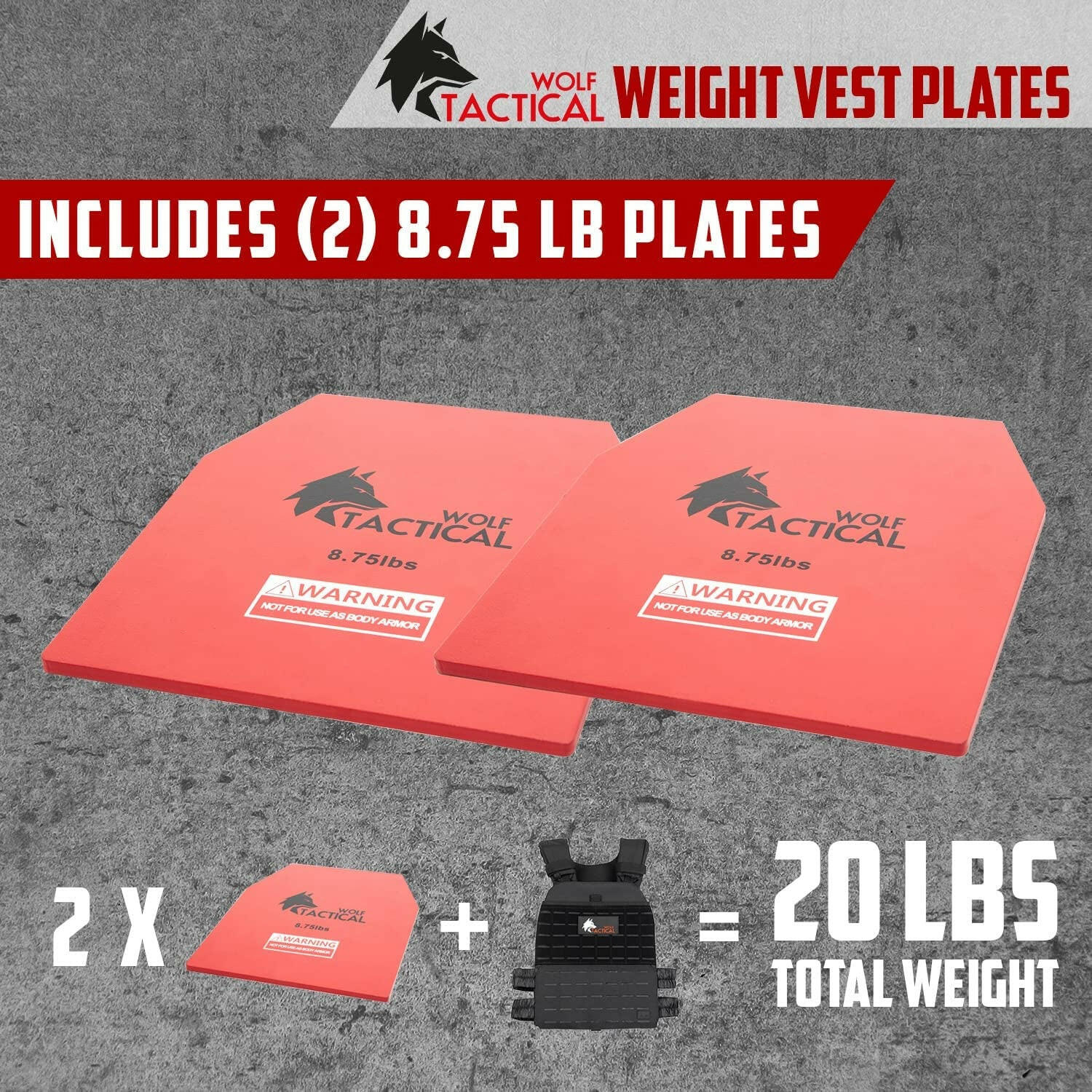 Adjustable Weight Vest Plates for Enhanced Strength Training - Available in 5.75, 8.75, 14.5, and 19.75LB Pairs for WODs, Running, and Heavy Workouts