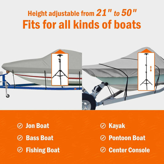 Transform Your Boat Cover Experience! Adjustable Iron Alloy Support Poles for Jon & Pontoon Boats - Ultimate Protection Awaits!.