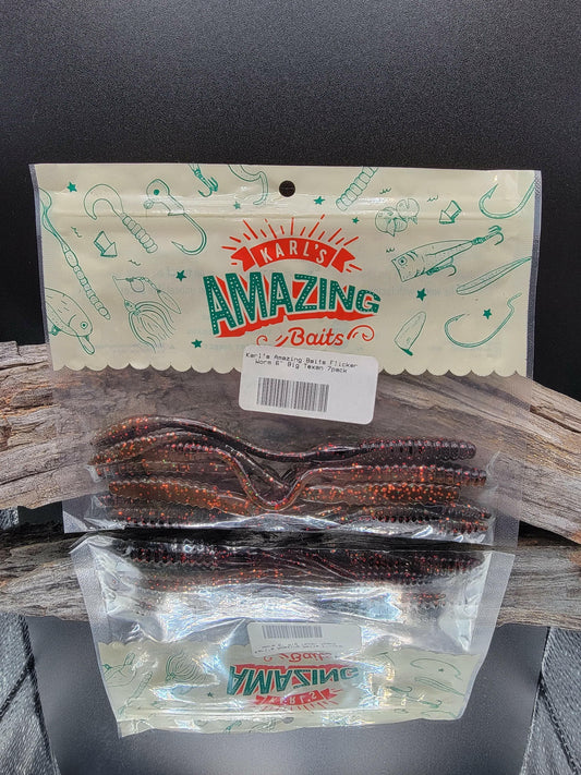 Karl's Amazing Baits Flicker Worms - 6-Inch, 7-Pack - Big Texan Edition
