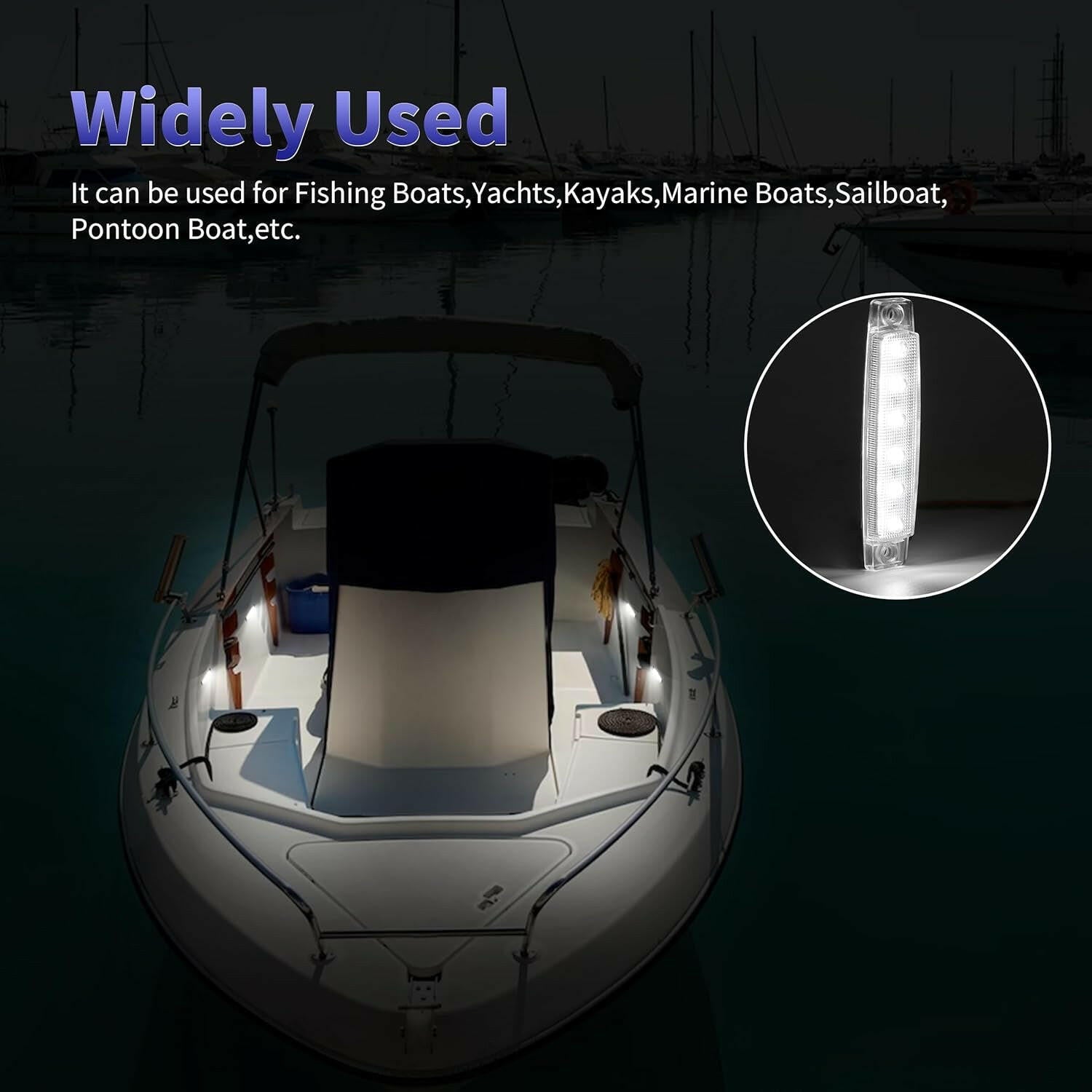 Illuminate Your Water Adventures! 🌊✨ 12V Waterproof Marine LED Lights - Ideal for Boats, Pontoons, Yachts & Kayaks (4 Pack White) 🚤💡.