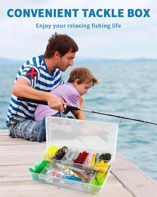 380-Piece Fishing Lure Kit for Bass, Trout, and Salmon with Tackle Box, Plugs, Jigs, Crankbaits, Spoons, Poppers, Soft Plastics, Worms, and Additional Accessories - Ideal Fishing Gifts for Men