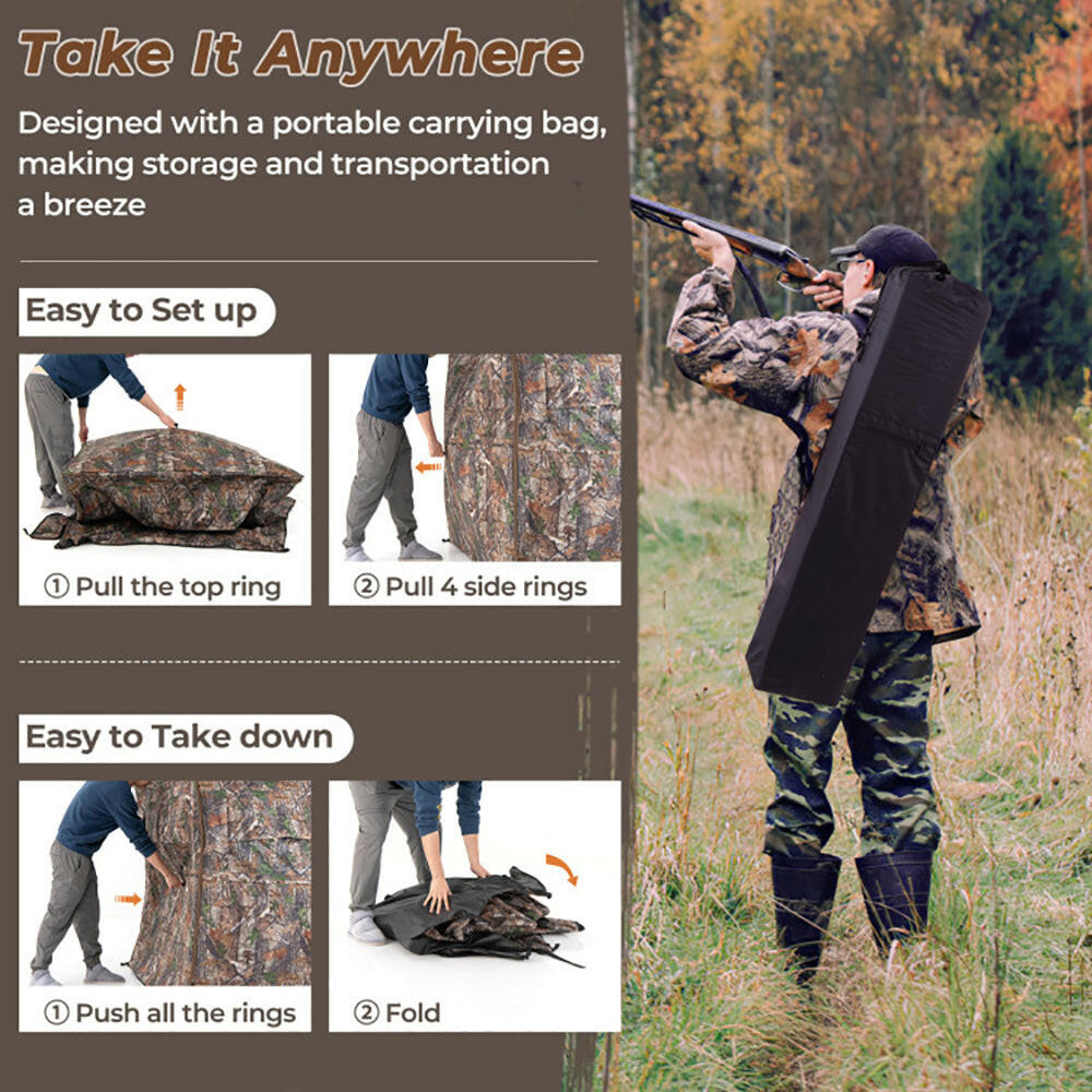 360-Degree One-Way See-Through Ground Blind for 2-3 Persons.